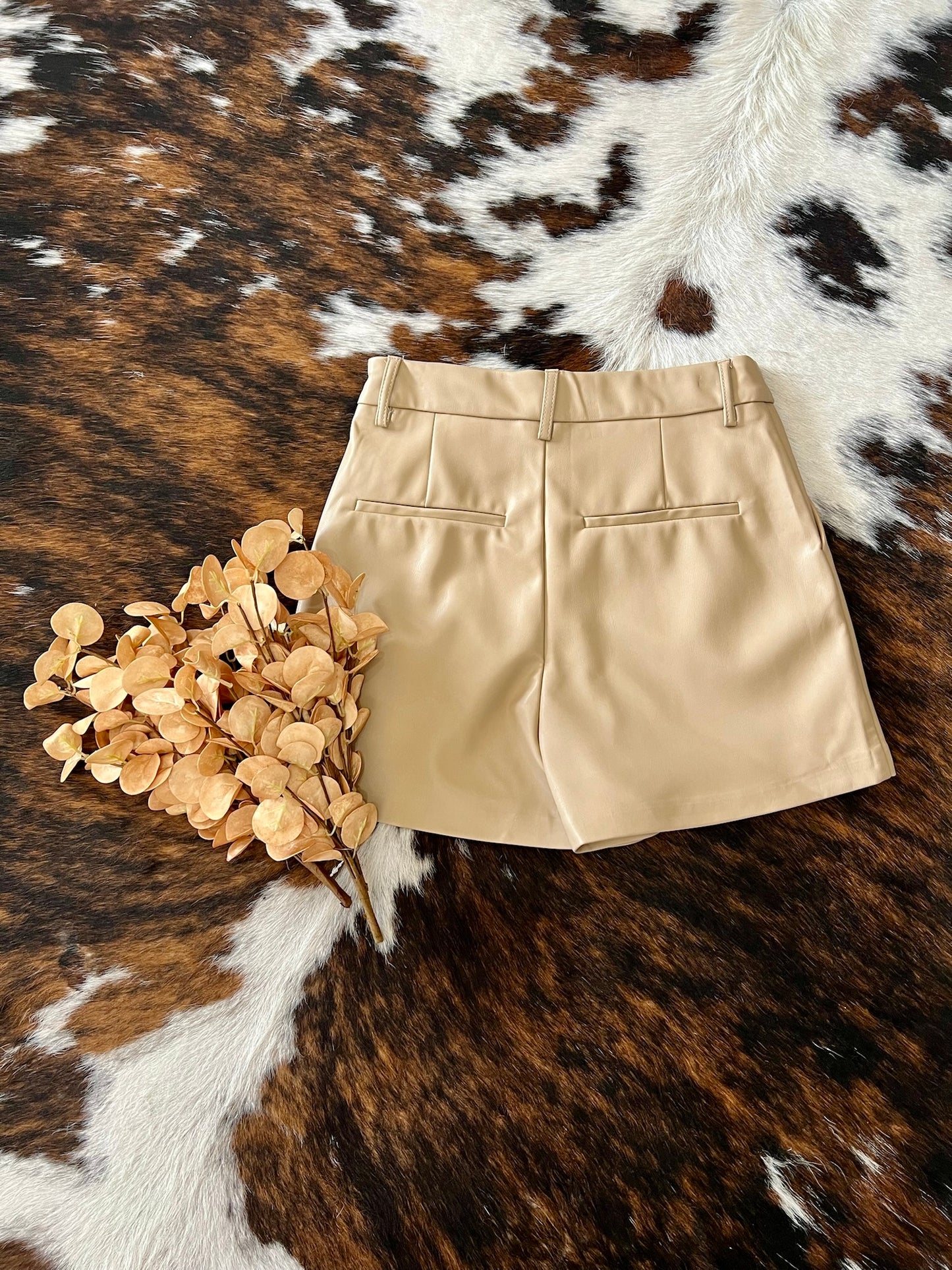 50% Off - Prove Me Wrong Khaki Pleather Shorts