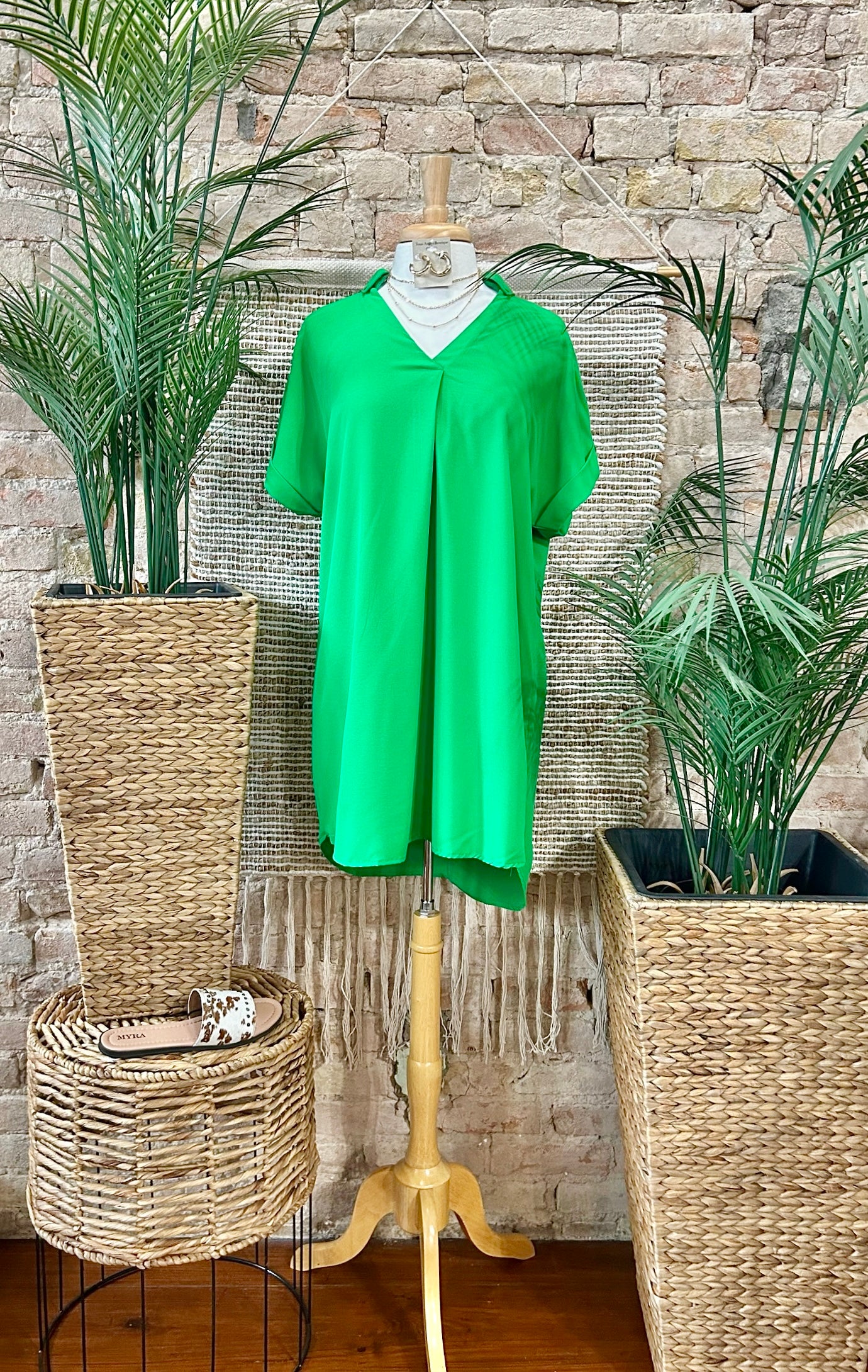 Daydreaming Green V-Neck Dress