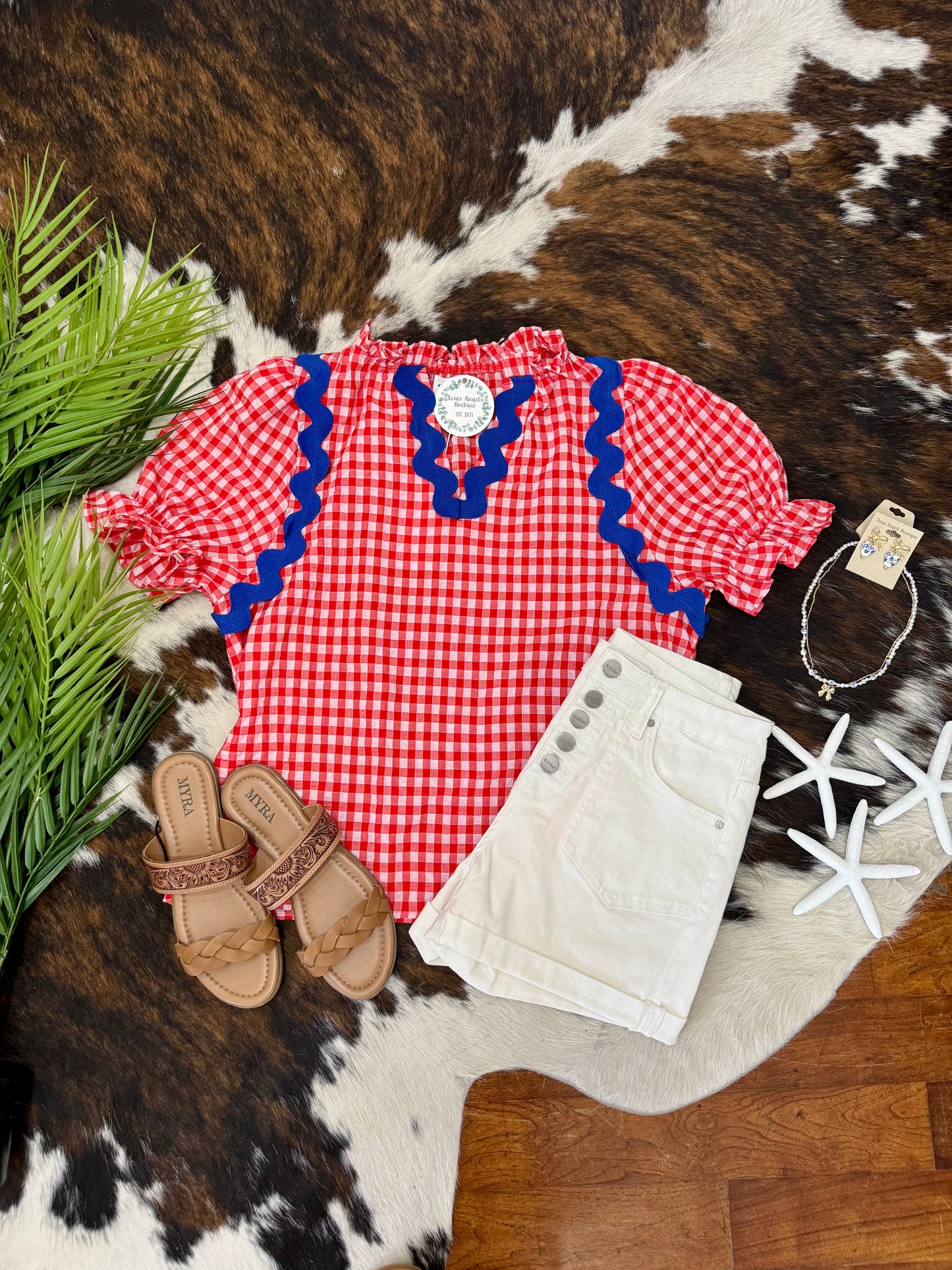 Proud To Be An American Red Plaid Blouse