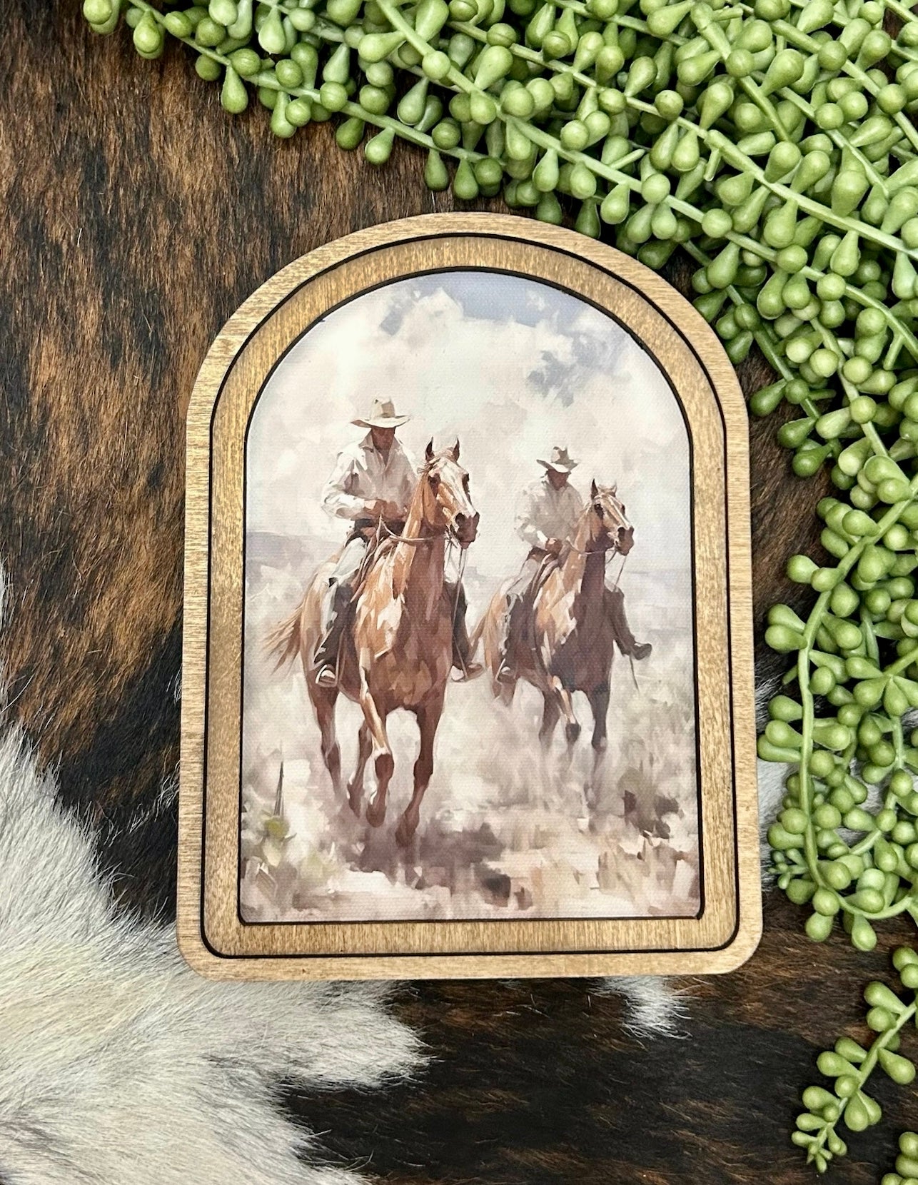 Arched Wild West Cowboys Canvas Decor