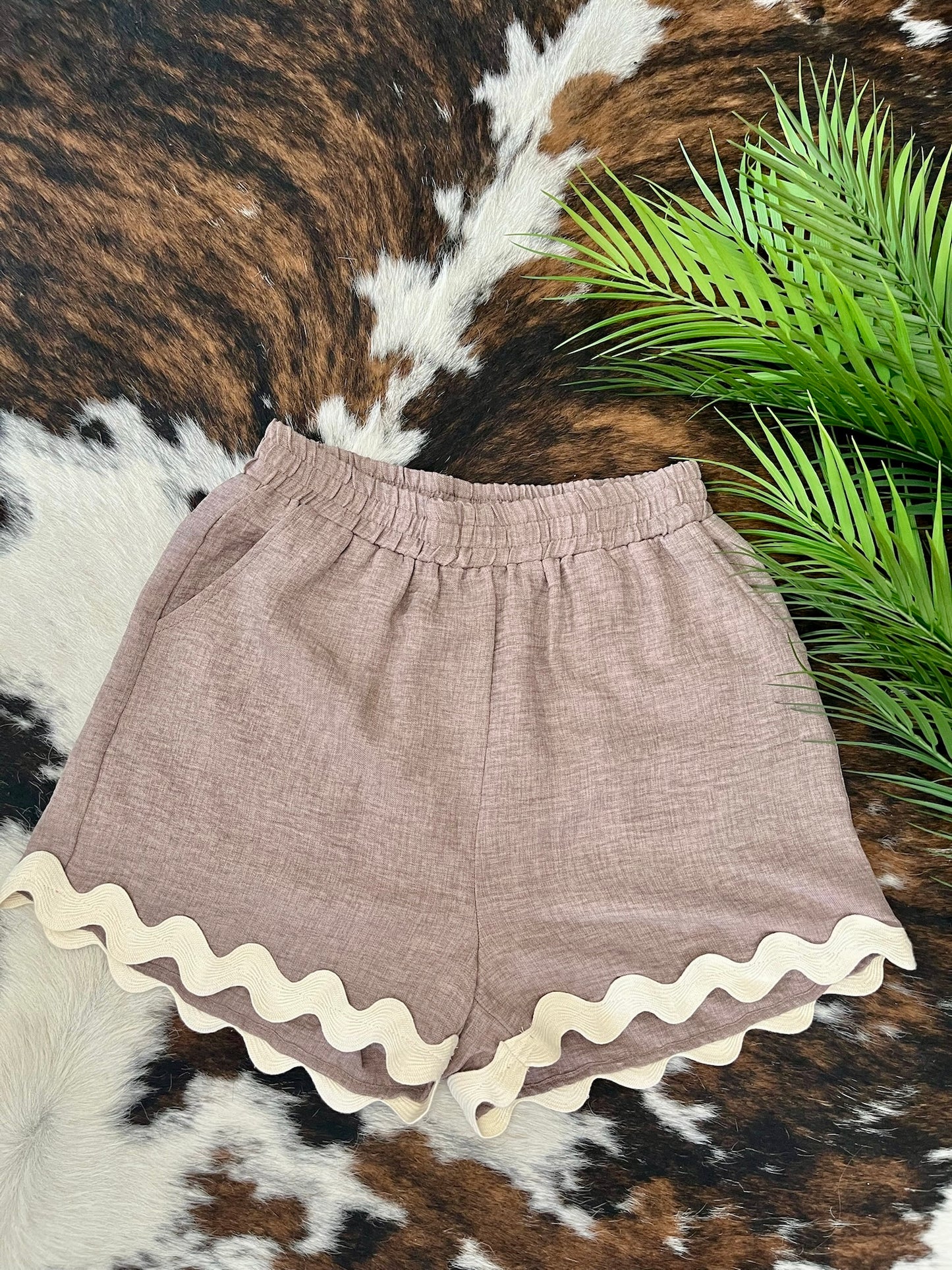 50% Off - That's What She Said Mocha Scalloped Hem Shorts