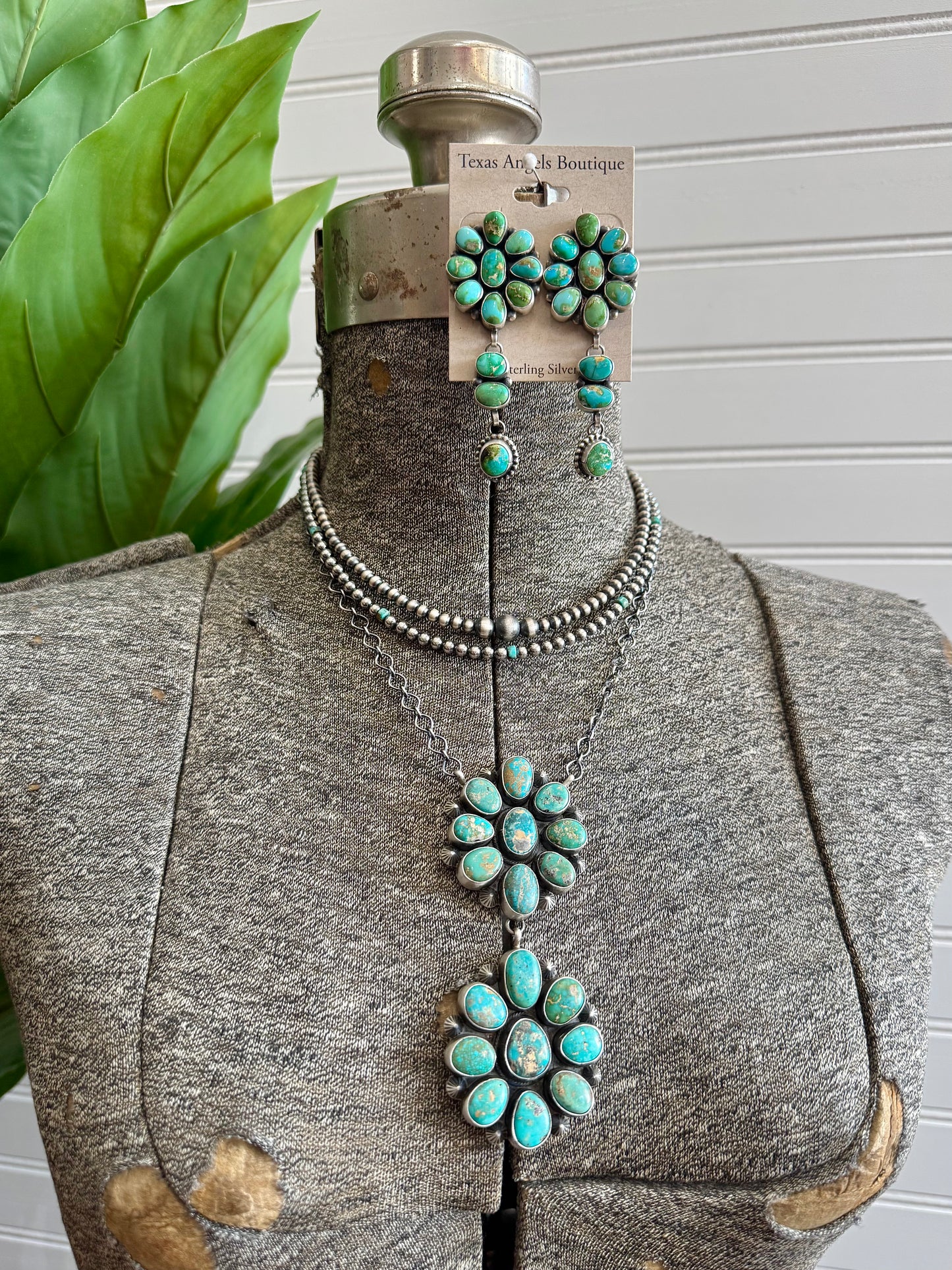 Sterling Silver Navajo Pearls & Kingman Turquoise Necklace