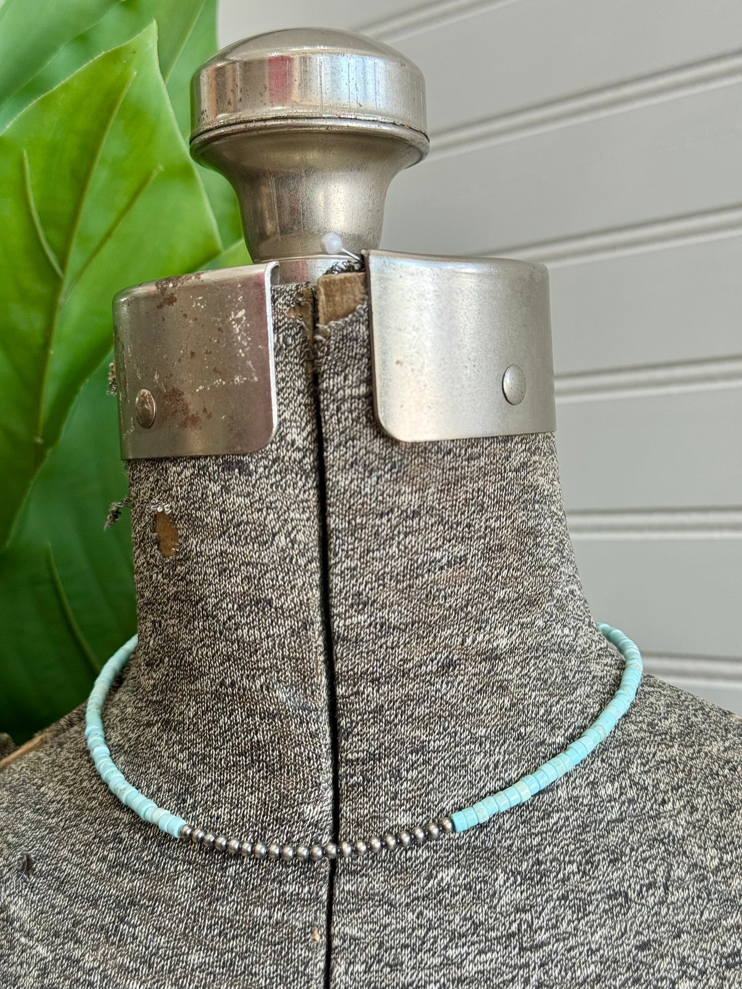 3MM Sterling Silver Navajo Pearls & Magnesite Turquoise Necklace