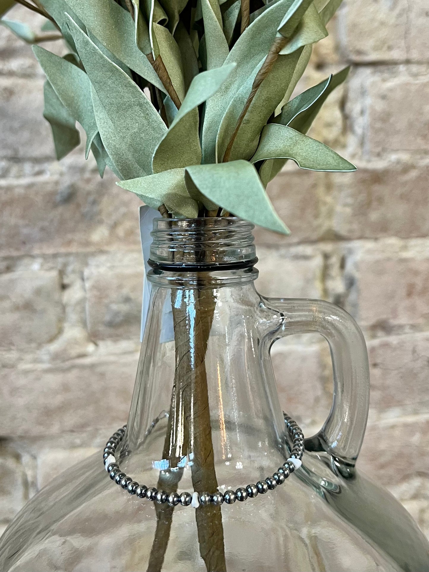 4MM Sterling Silver Navajo Pearls & White Buffalo Bracelet
