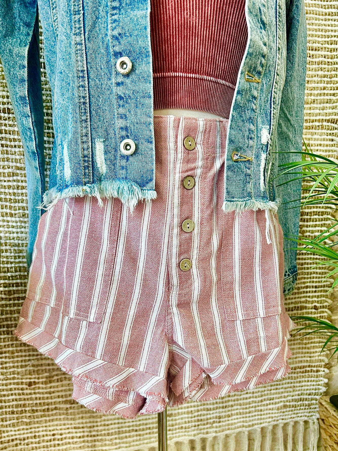 Don't Be Salty Red Striped Shorts
