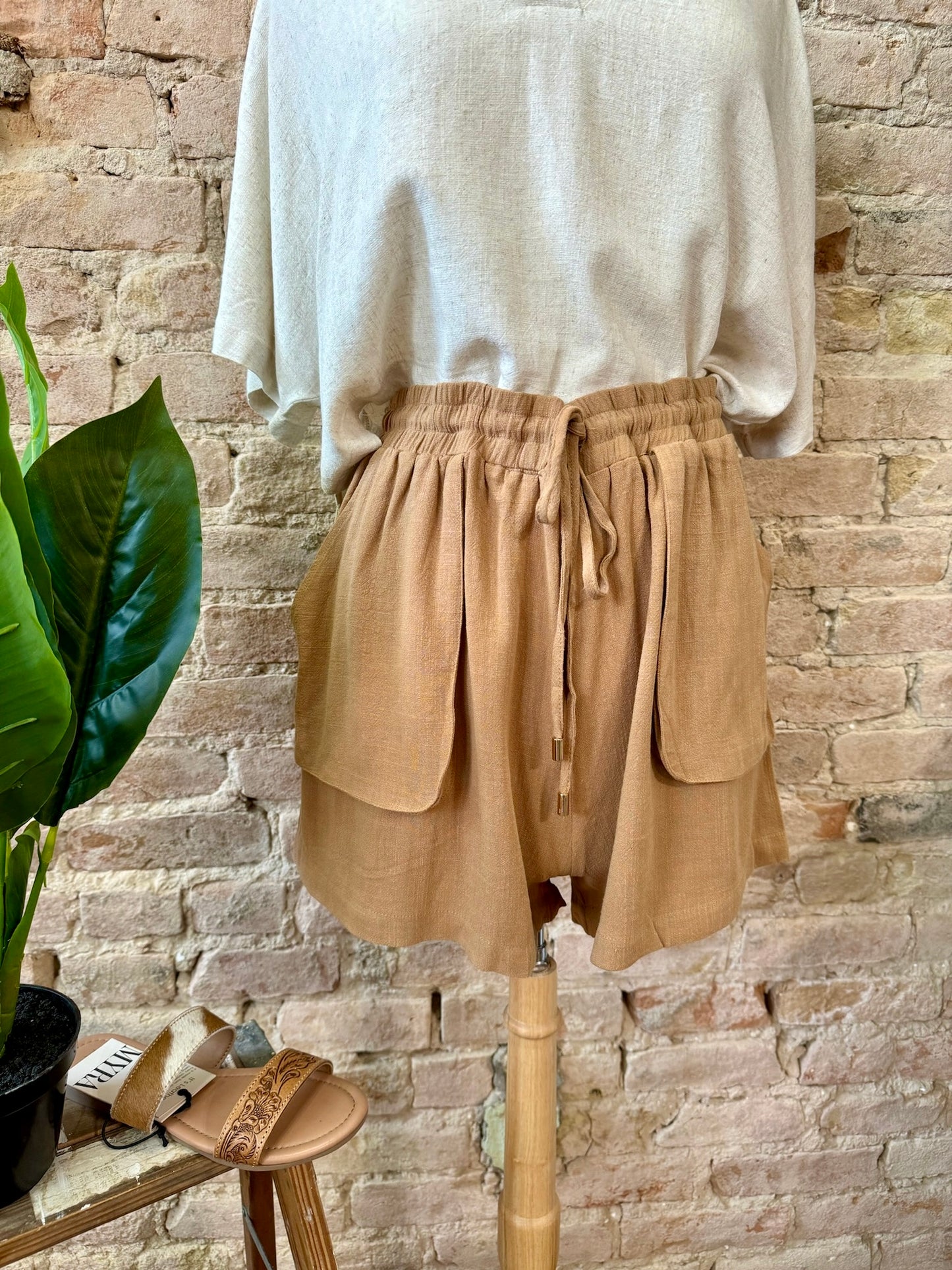 50% Off - When The Time Is Right Terracotta Linen Shorts