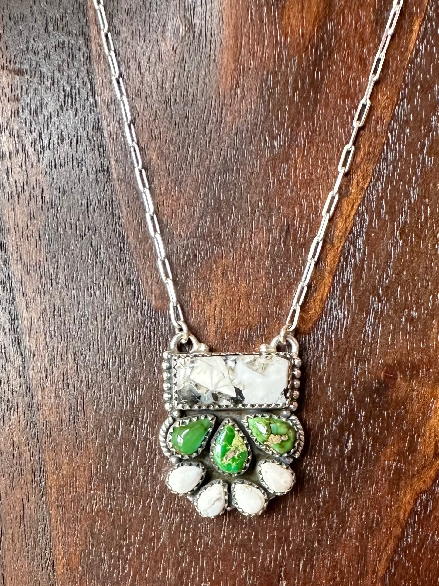 Sterling Silver Genuine Turquoise & White Buffalo Necklace