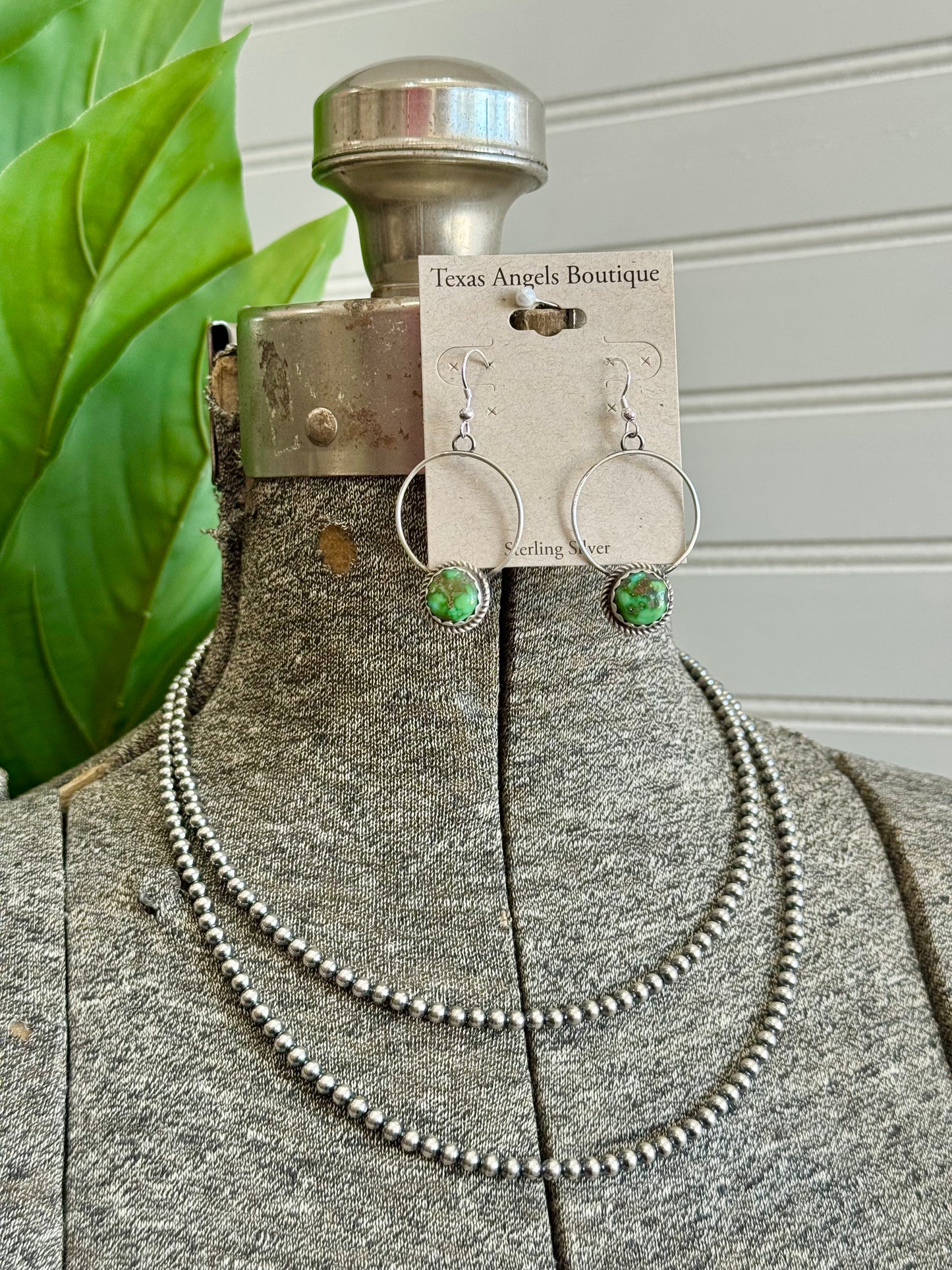 Navajo Handmade Sterling Silver Sonoran Gold Turquoise Hoop Dangle Earrings