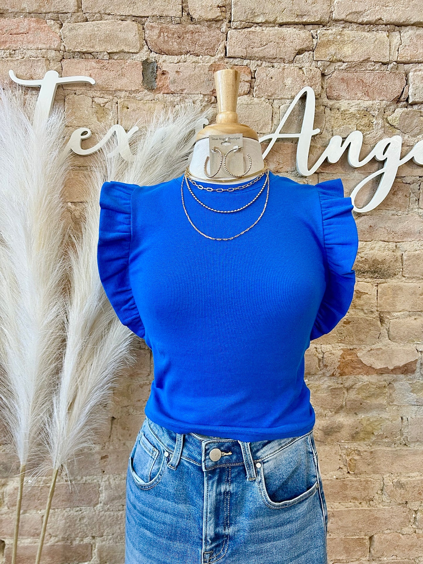 ASU Rams Royal Blue Ruffle Top