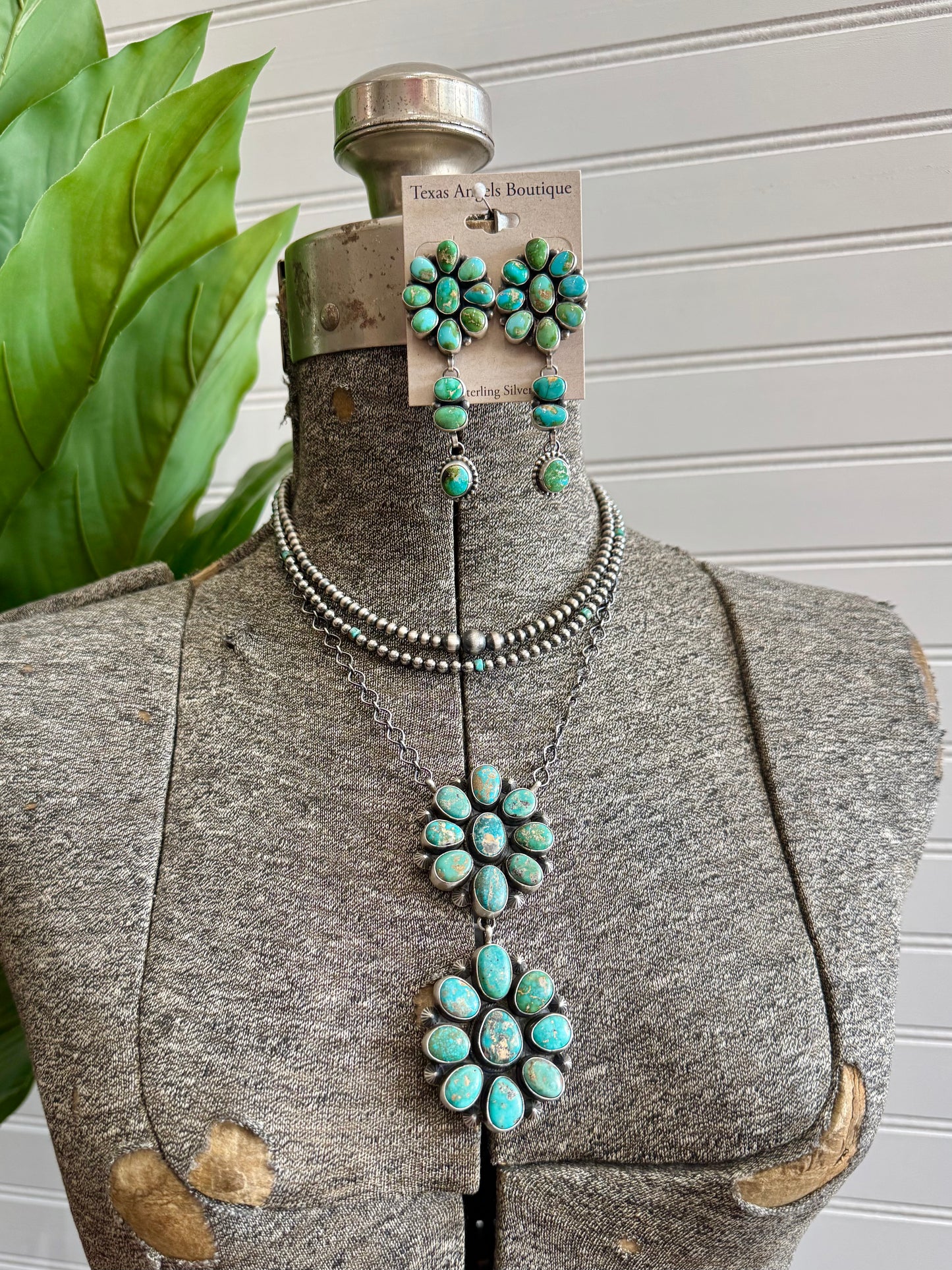 Sterling Silver Navajo Pearls & Kingman Turquoise Necklace