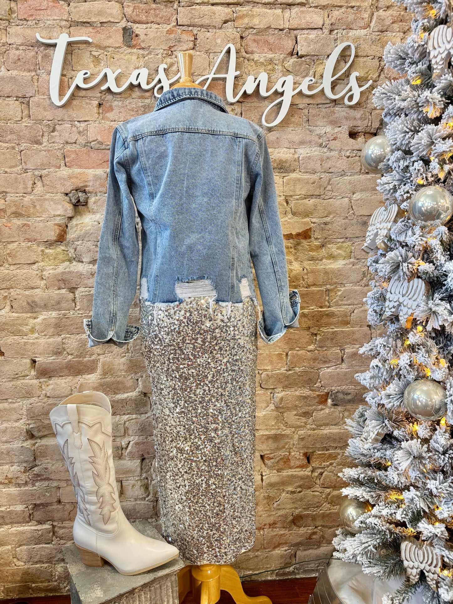50% Off - Shine Bright Silver Sequin Mid Maxi