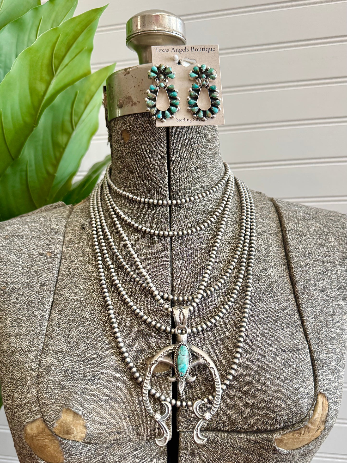 Sterling Silver Kingman Turquoise Teardrop Cluster Earrings