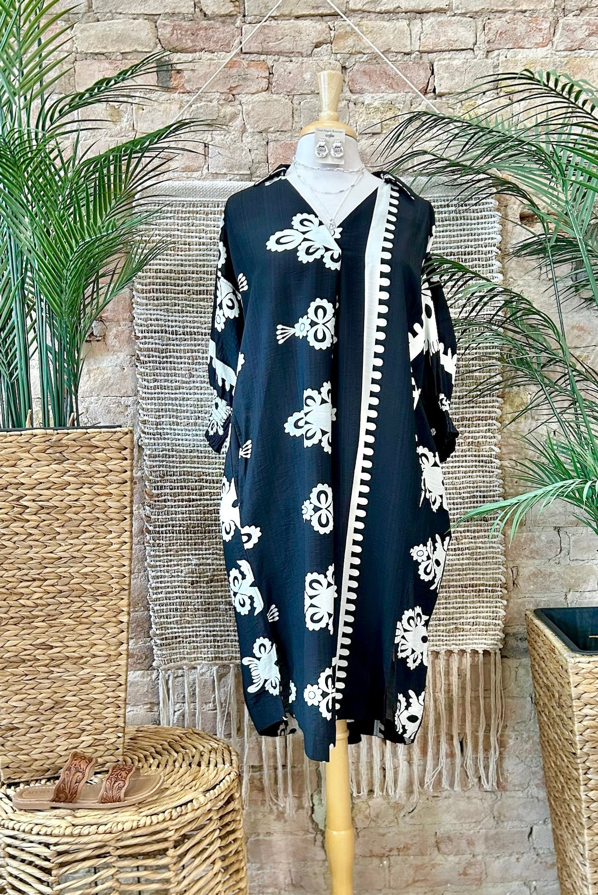40% Off - At Your Pace Black Boho Print Dress