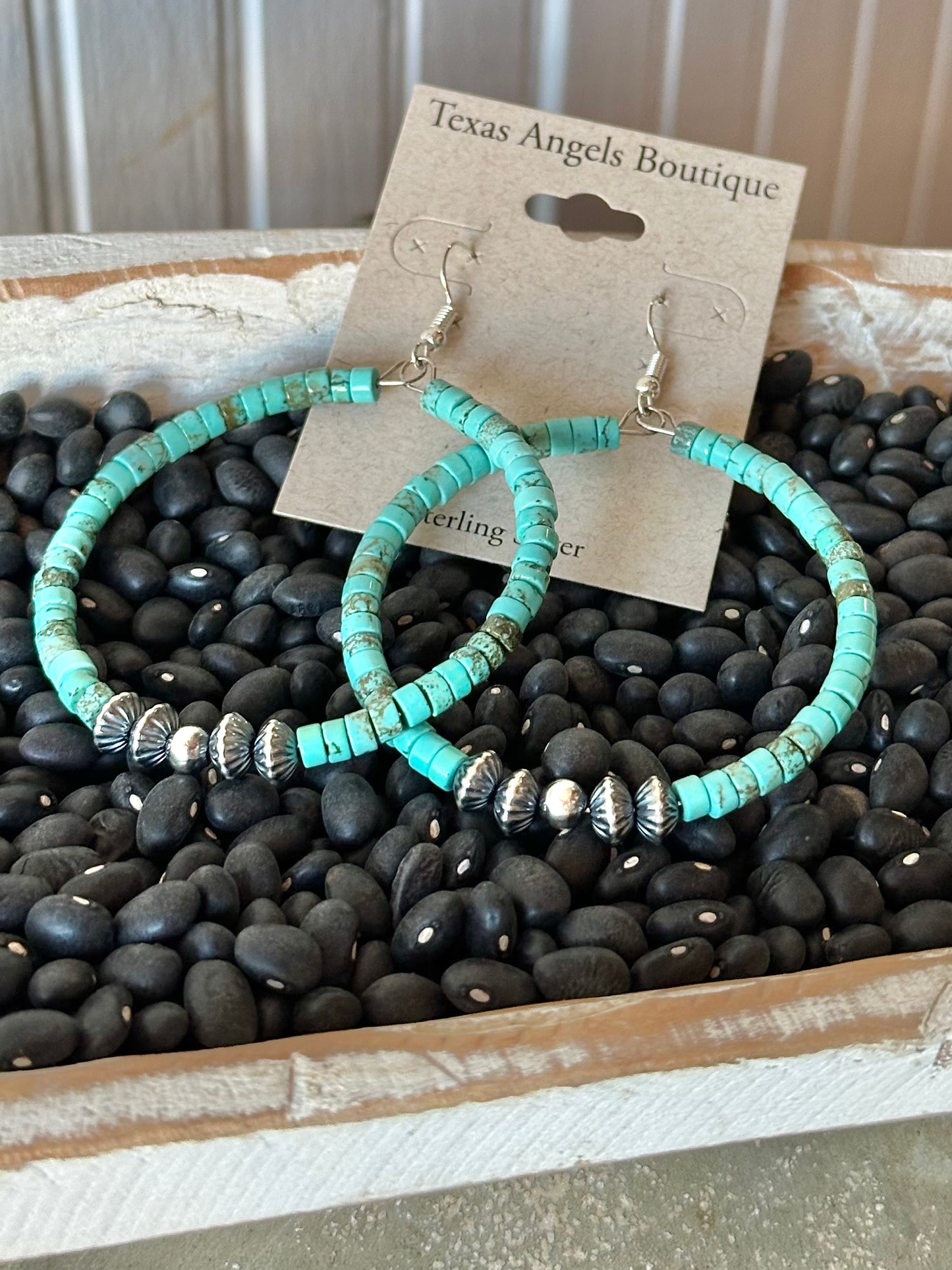 Sterling Silver Navajo Pearls & Kingman Turquoise Earrings