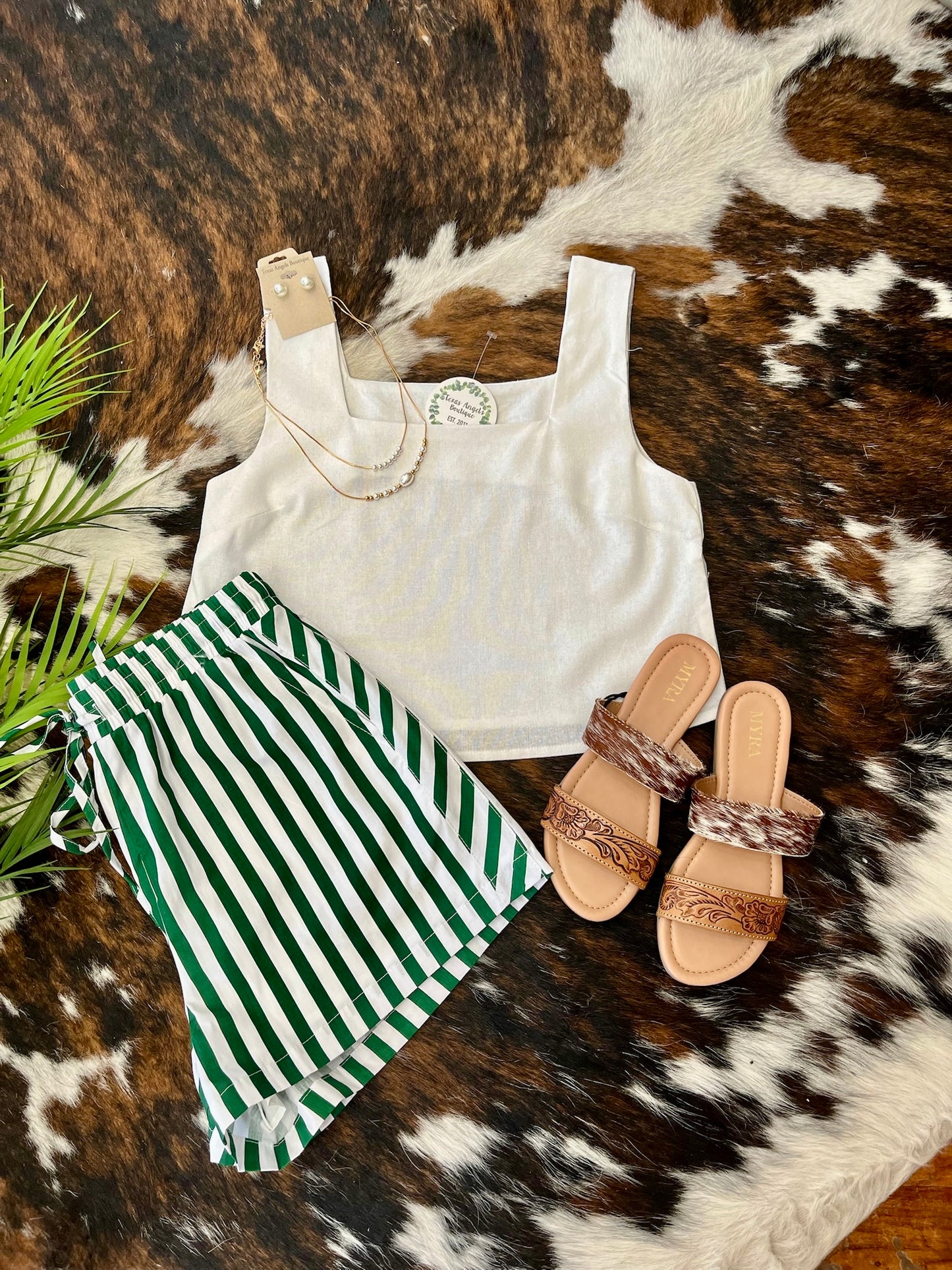 Sure Of It Green Striped Shorts