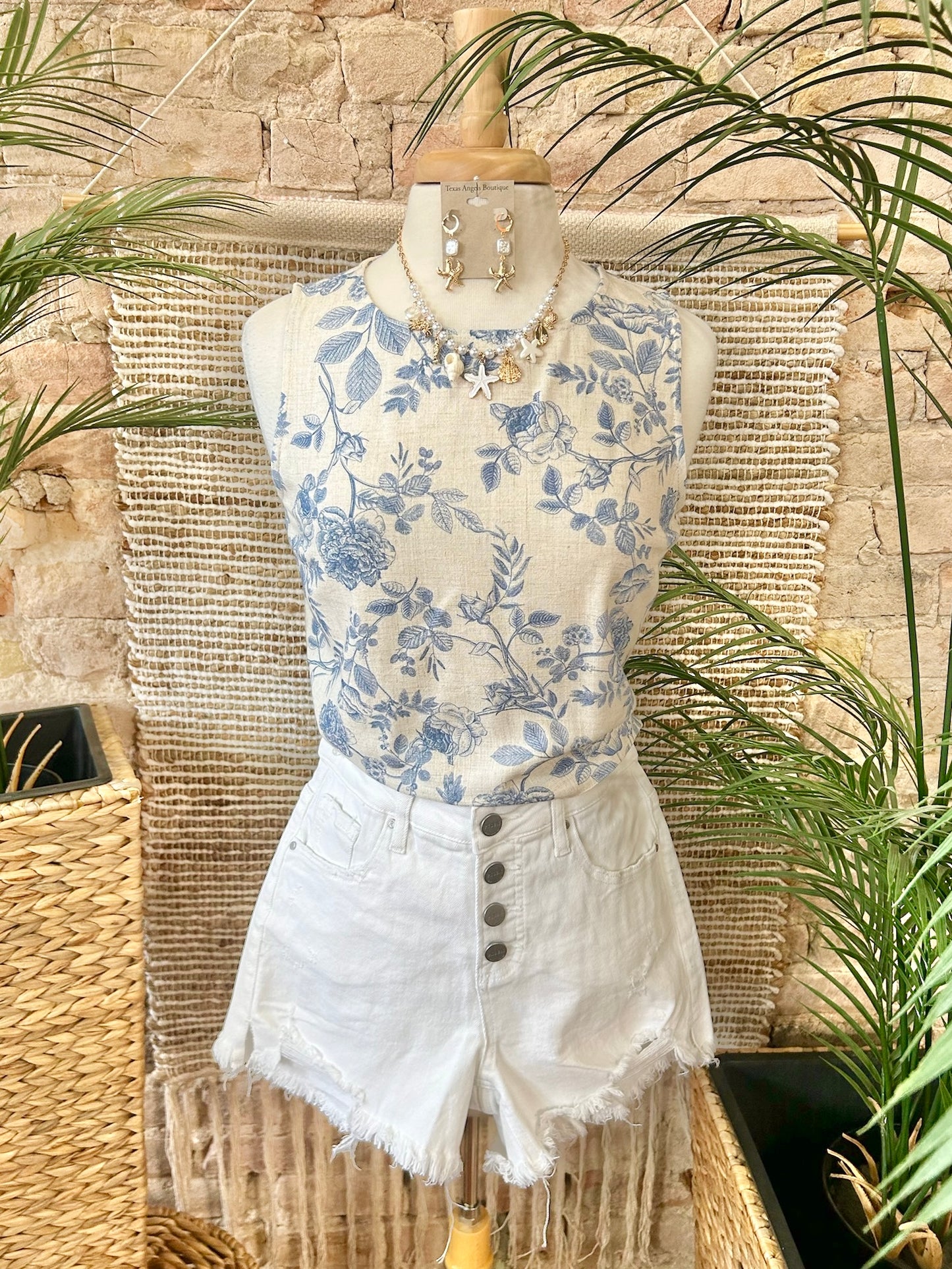 40% Off - Find The Purpose Floral Linen Tank