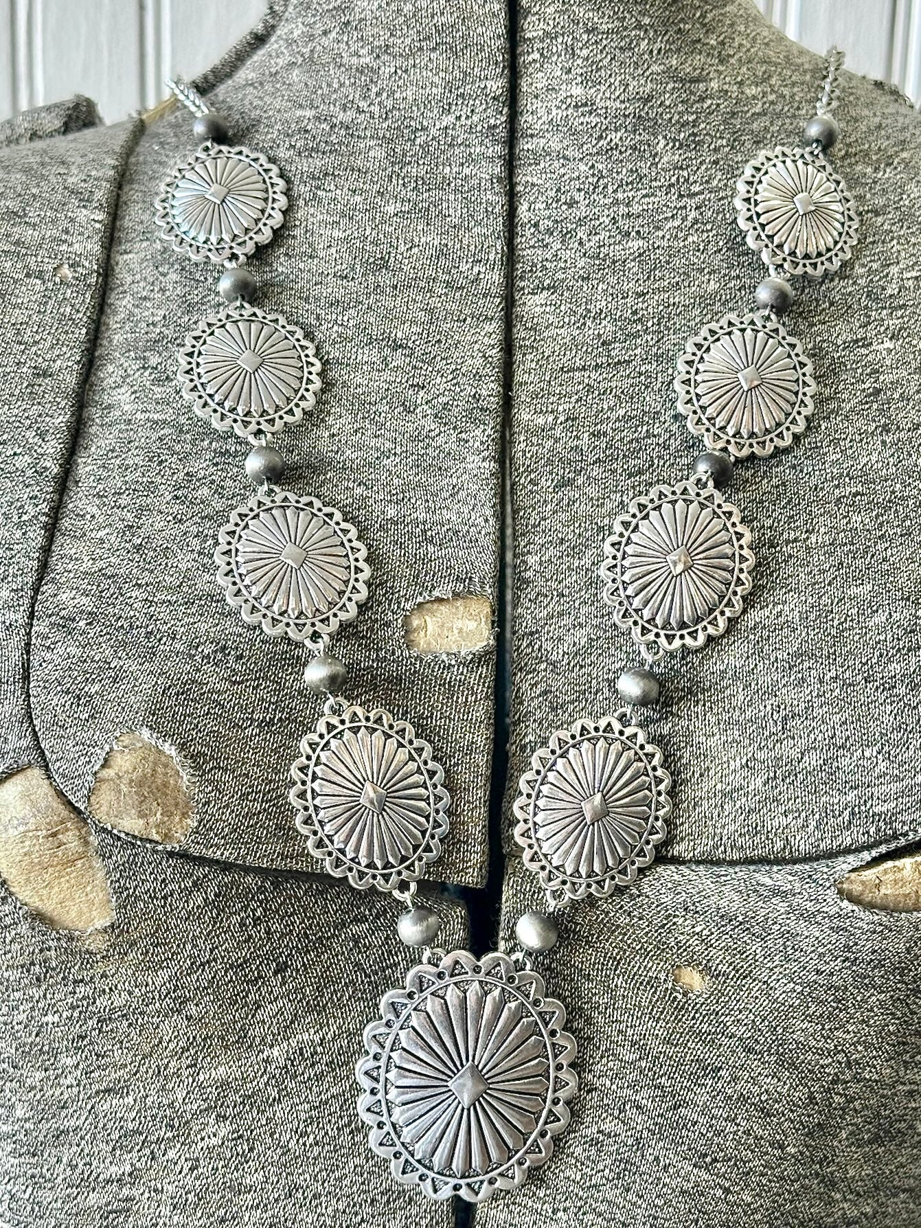 Silver Concho Necklace