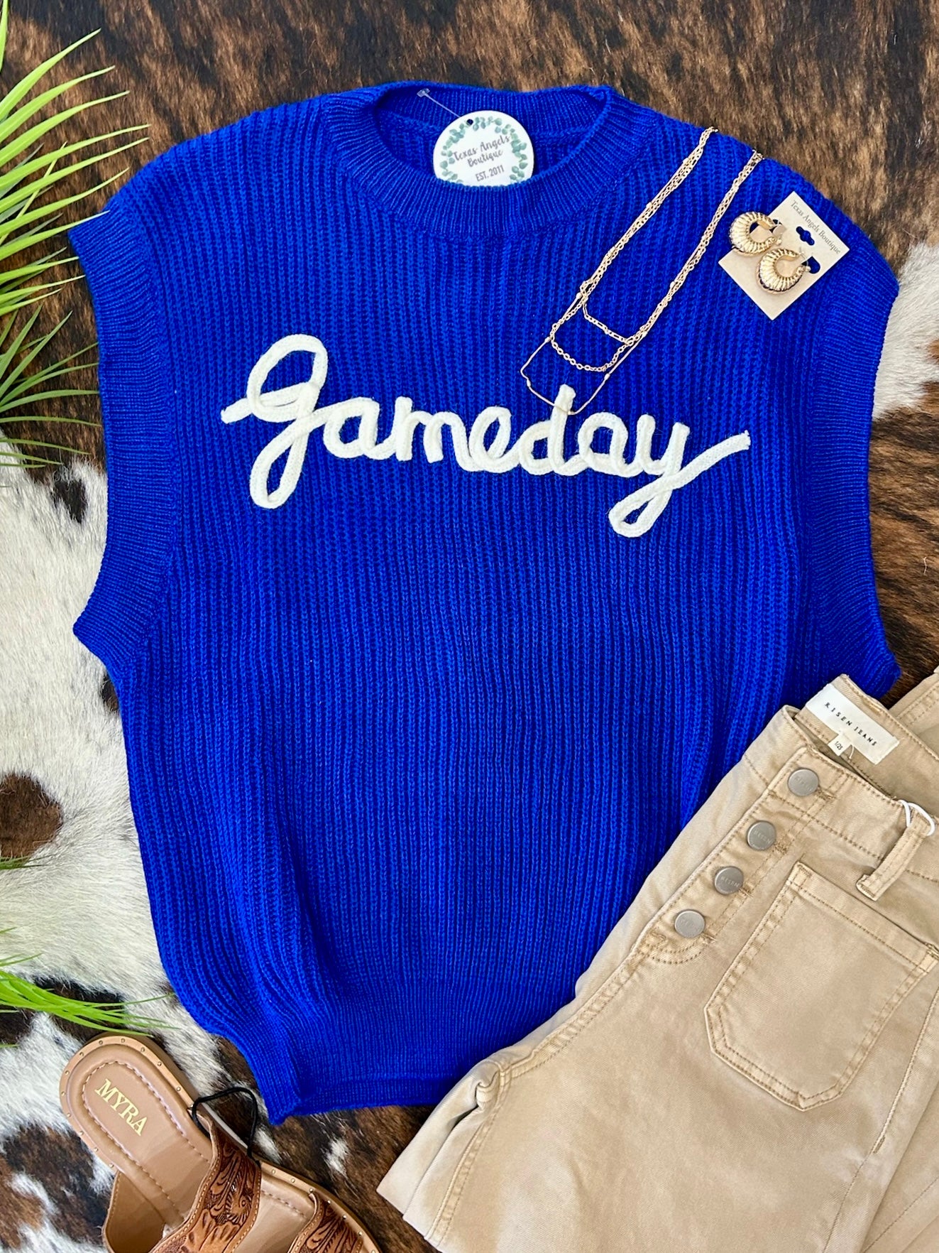 Let's Tailgate Royal Blue Gameday Knit Top