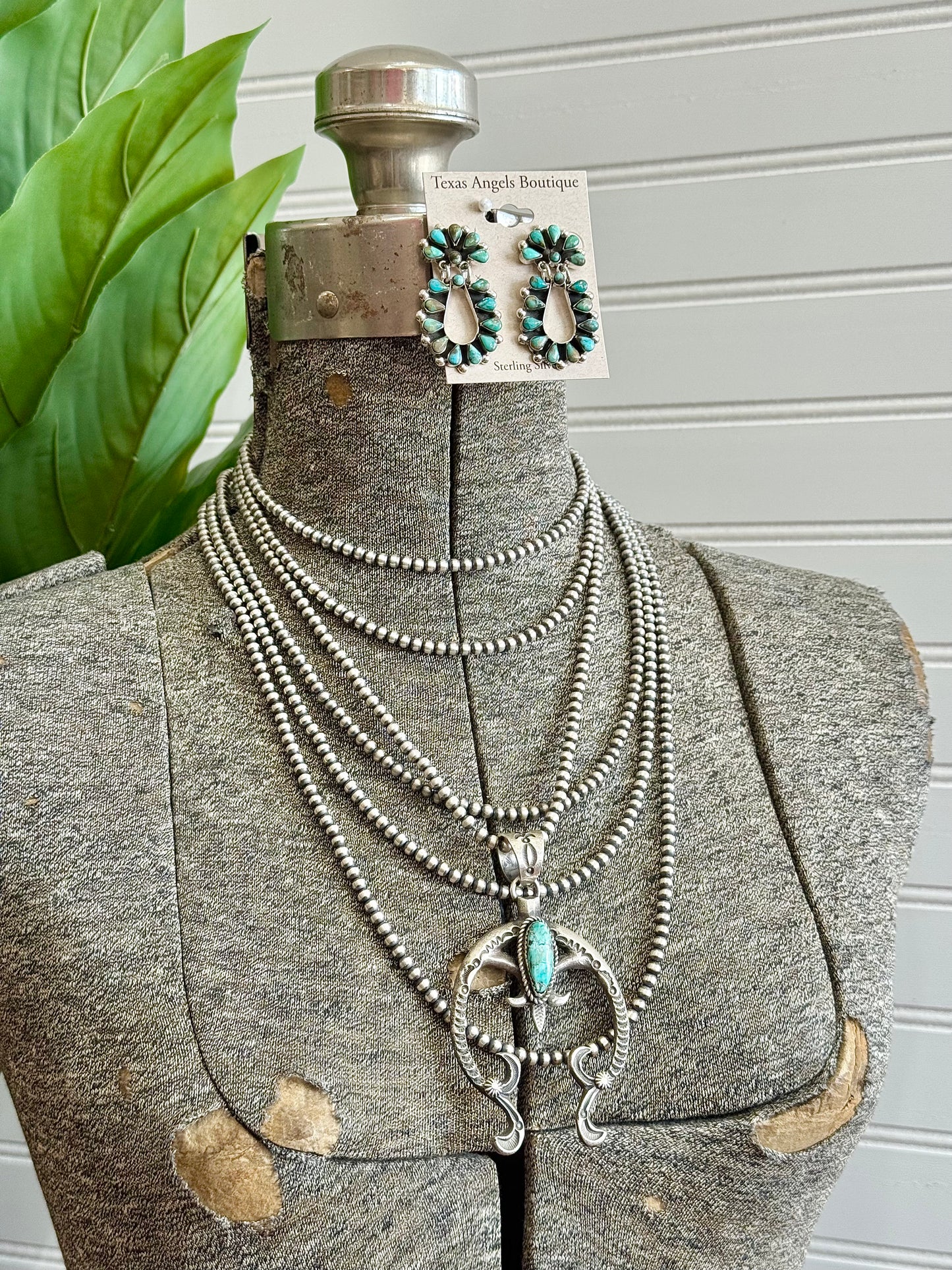 Sterling Silver Kingman Turquoise Teardrop Cluster Earrings