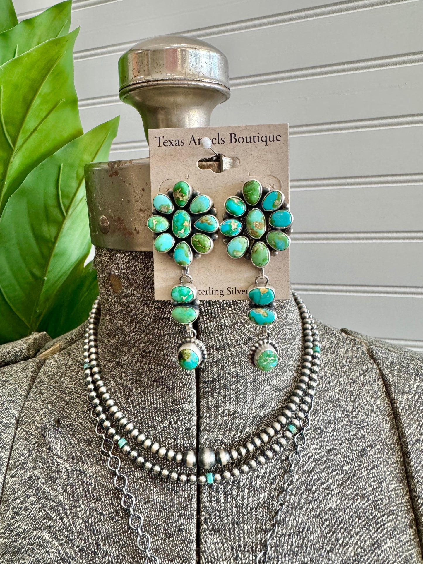 Sterling Silver Navajo Pearls & Kingman Turquoise Necklace