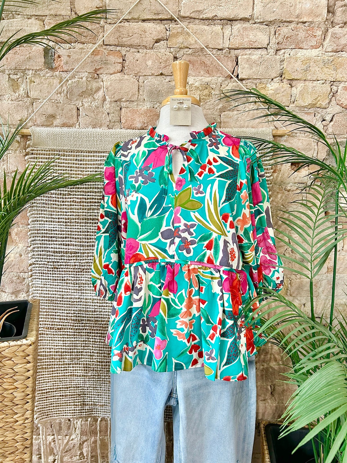 50% Off - Forever Your Friend Green Floral Blouse