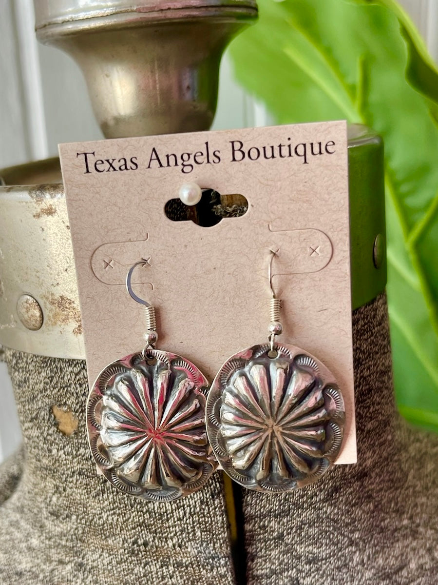Sterling Silver Concho Earrings