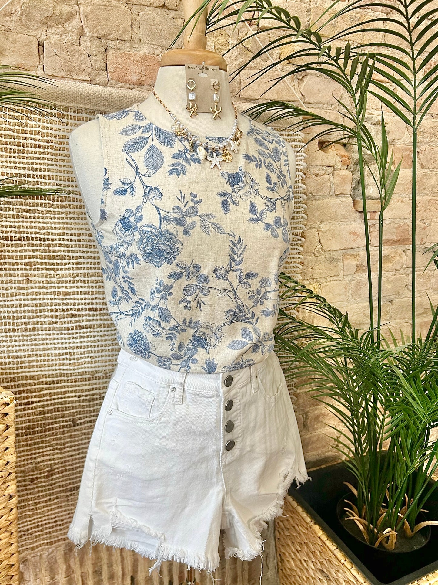 40% Off - Find The Purpose Floral Linen Tank