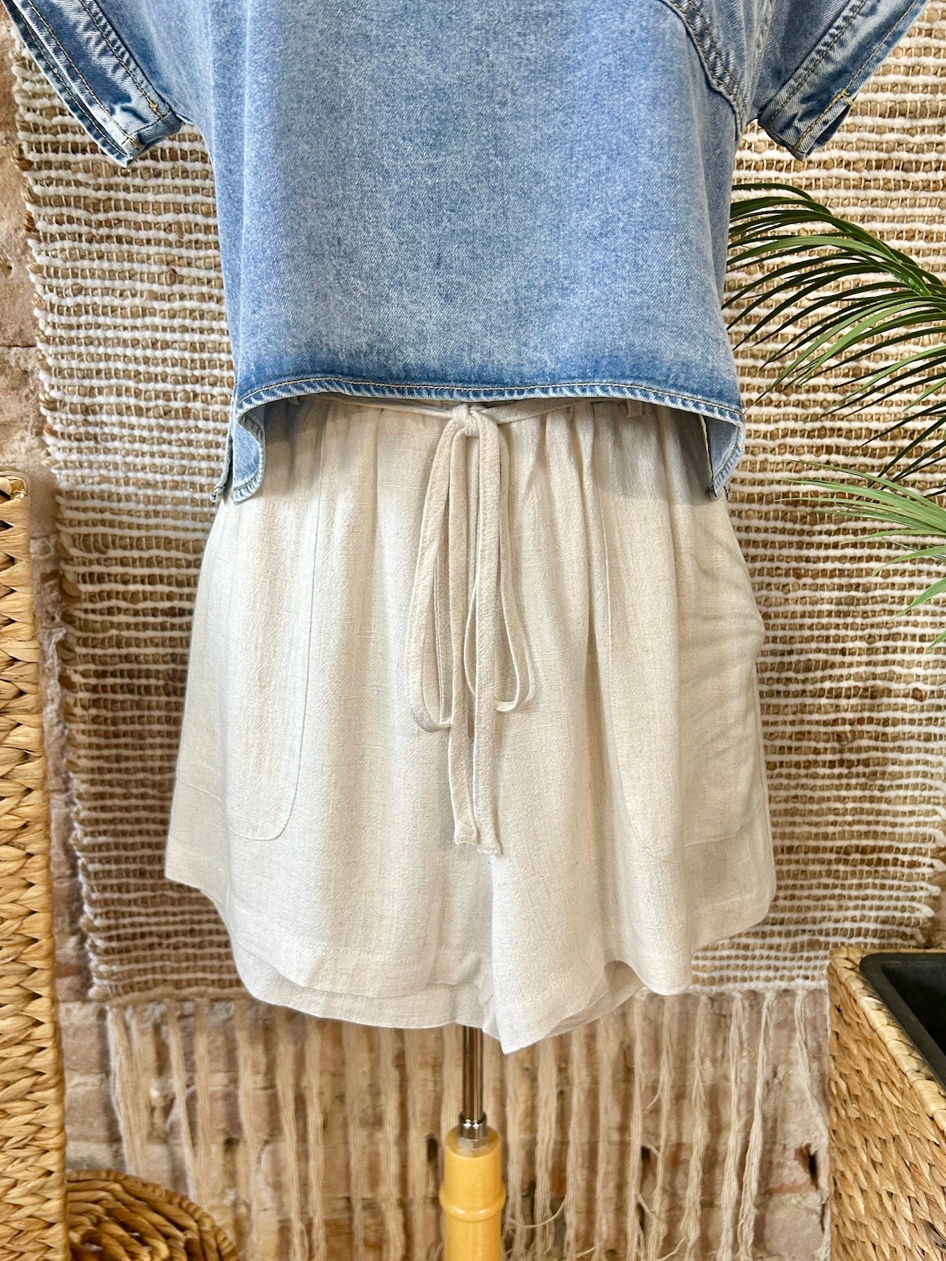 Better Late Than Never Taupe Linen Shorts