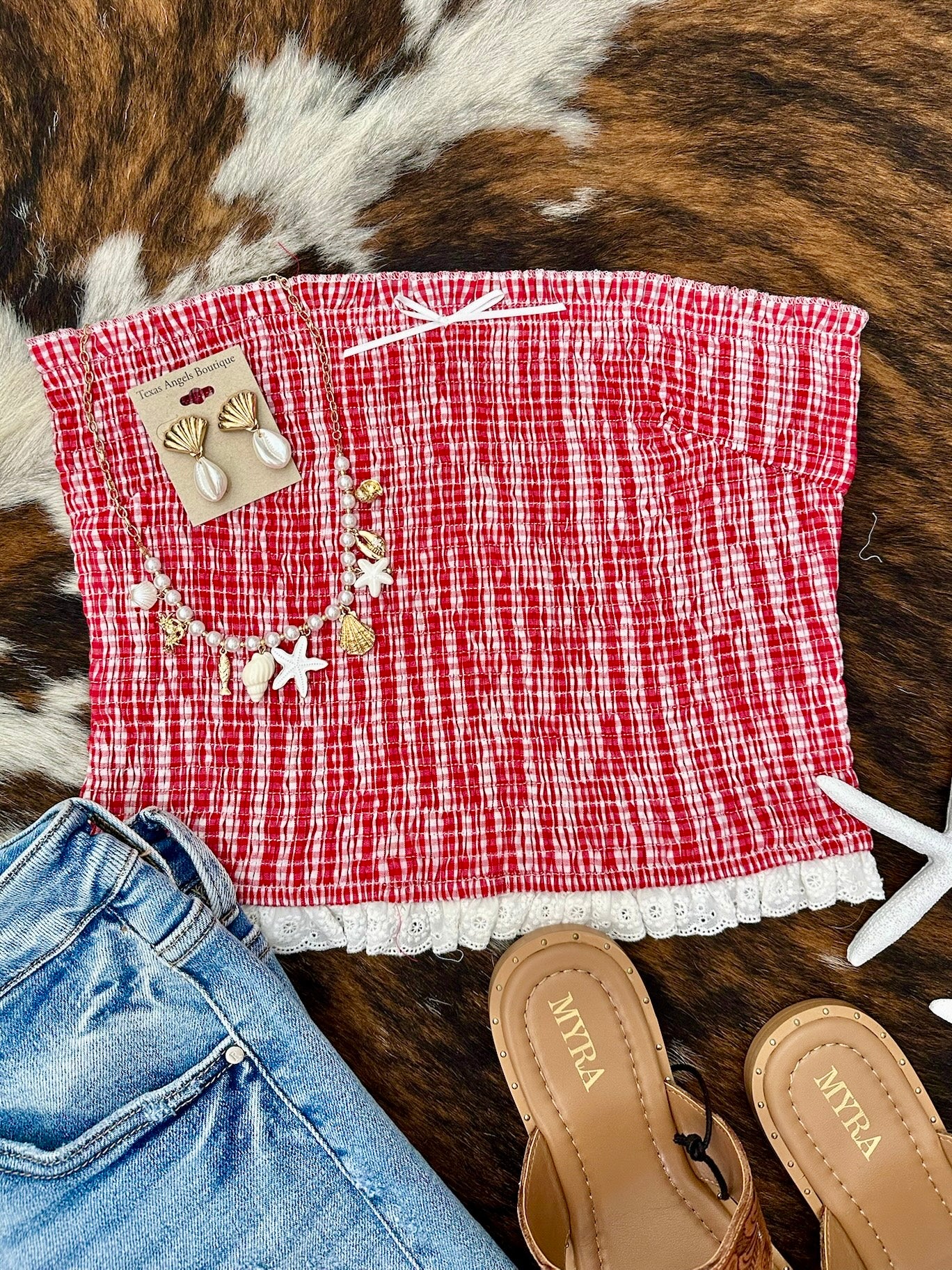 Let Freedom Ring Red Striped Strapless Top