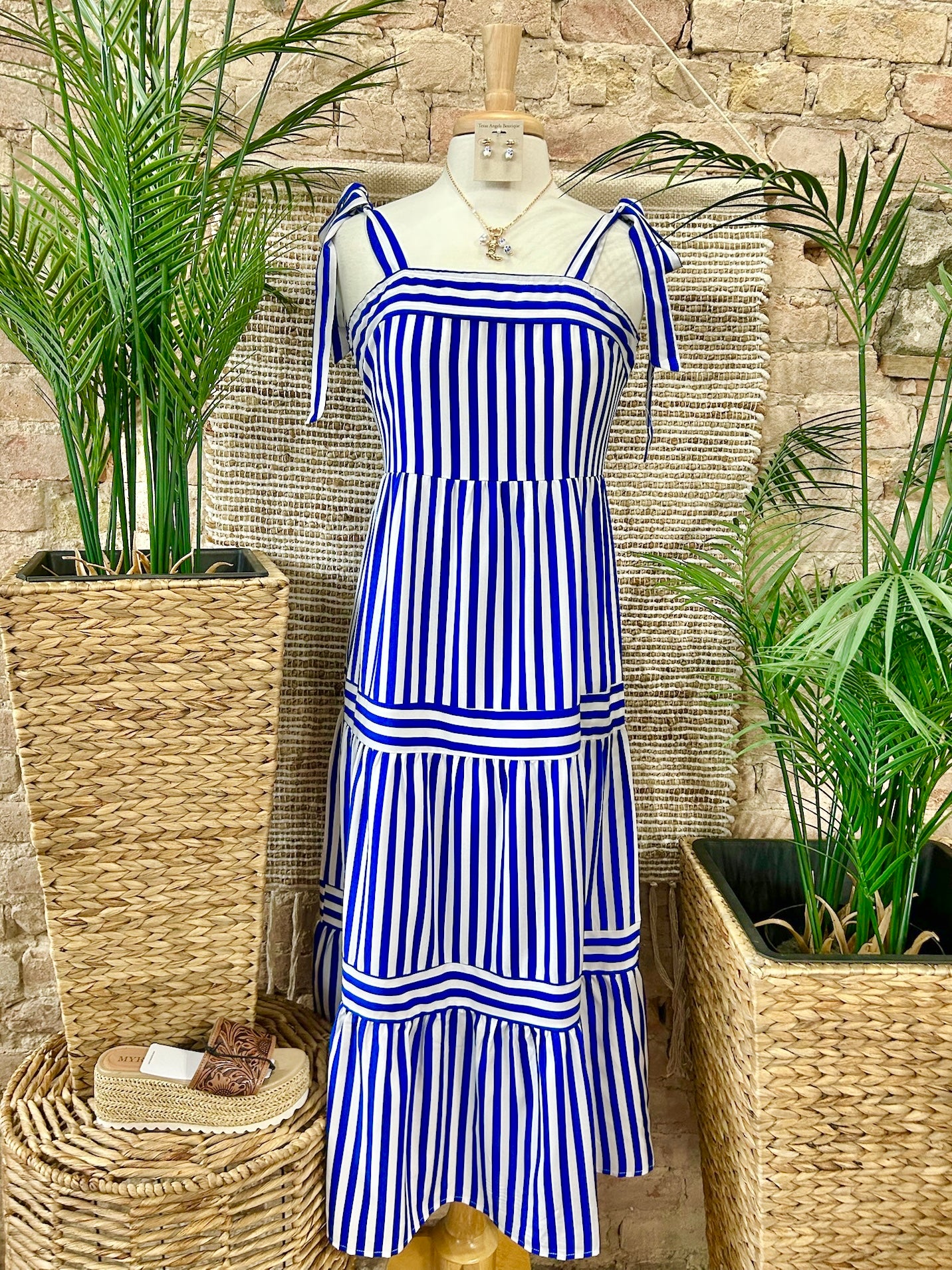 Must've Missed You Navy Striped Maxi Dress
