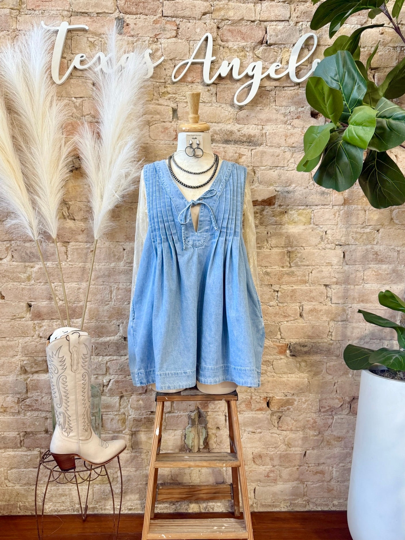 RESTOCK I Remember Everything Light Denim Romper