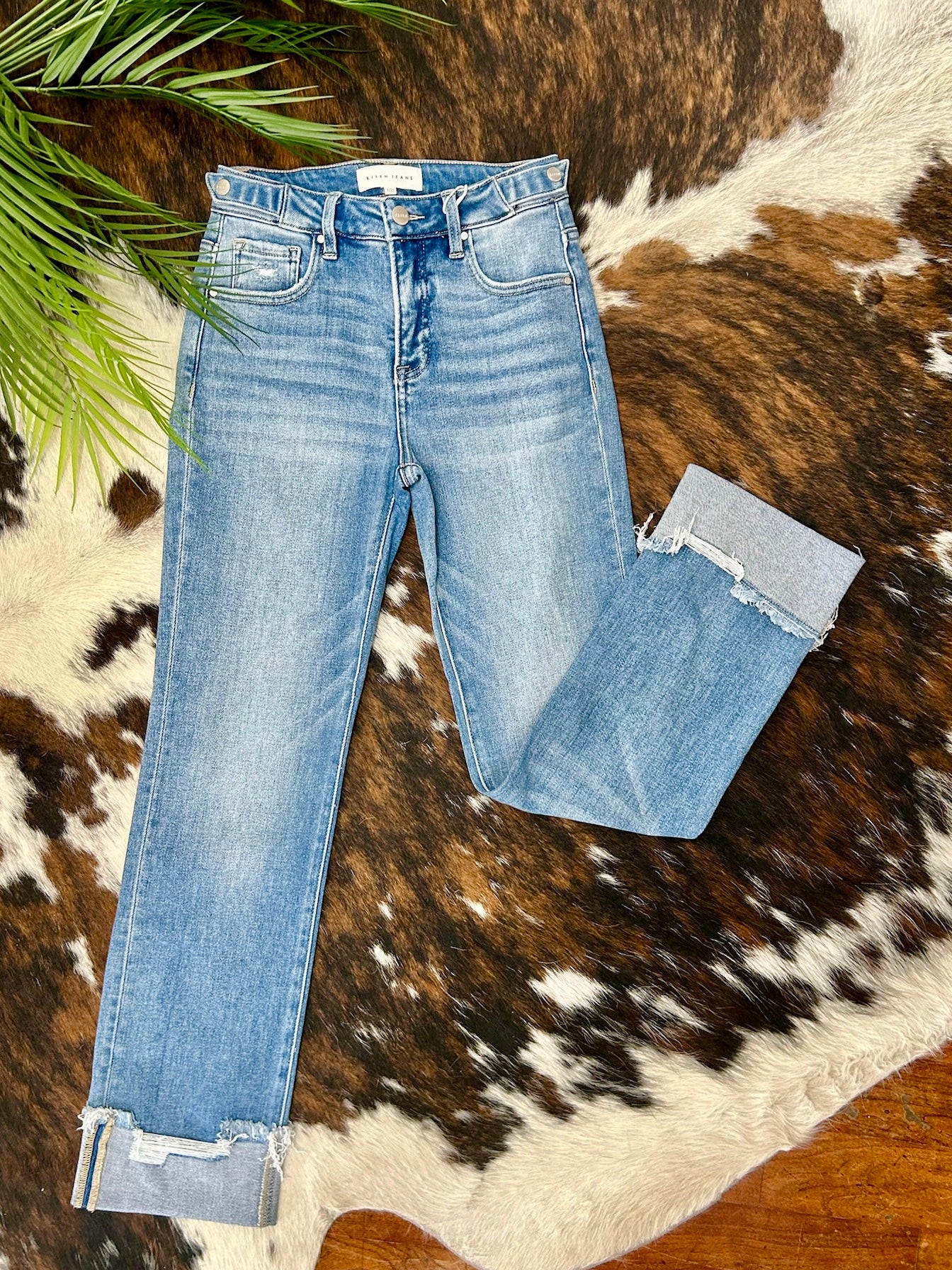 Don't Stress It Sis Straight Leg Risen Jeans