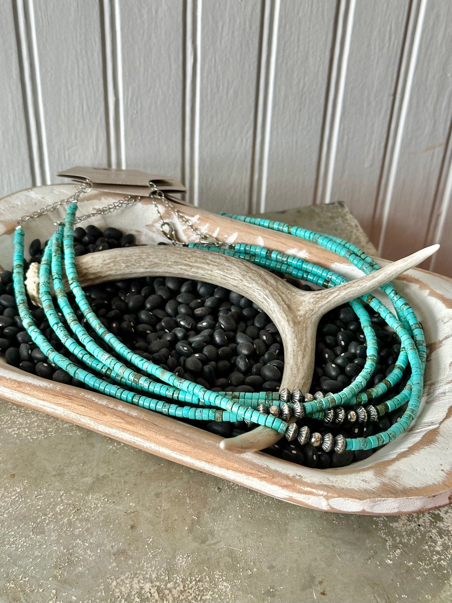 Sterling Silver Navajo Pearls & Genuine Turquoise Necklace