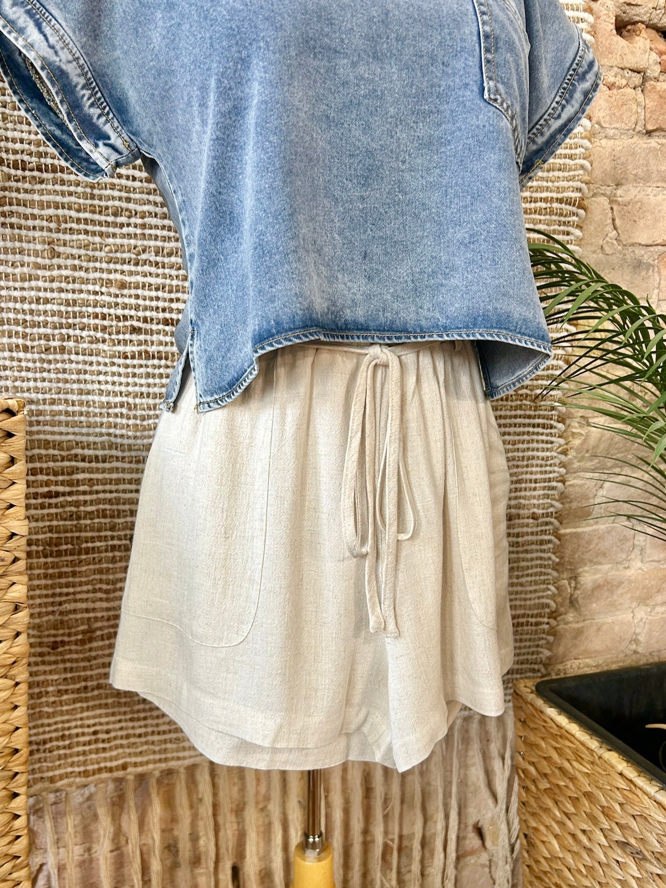 Better Late Than Never Taupe Linen Shorts