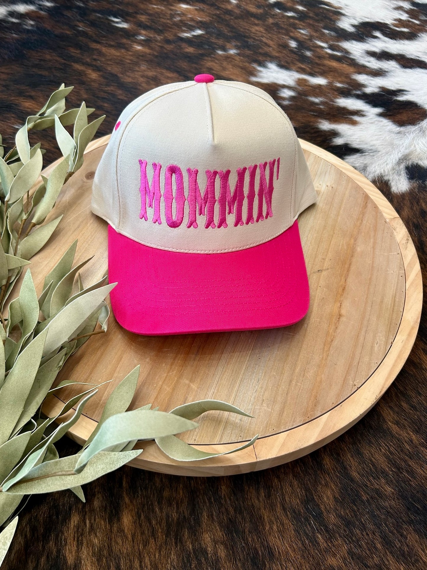 Mommin' Hot Pink Embroidered Trucker Hat