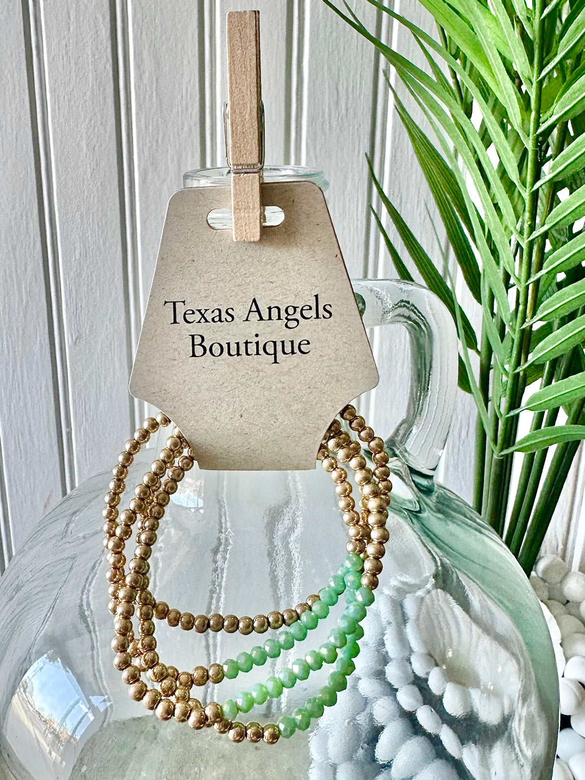 Gold/Mint Stretchable Bracelet Stack