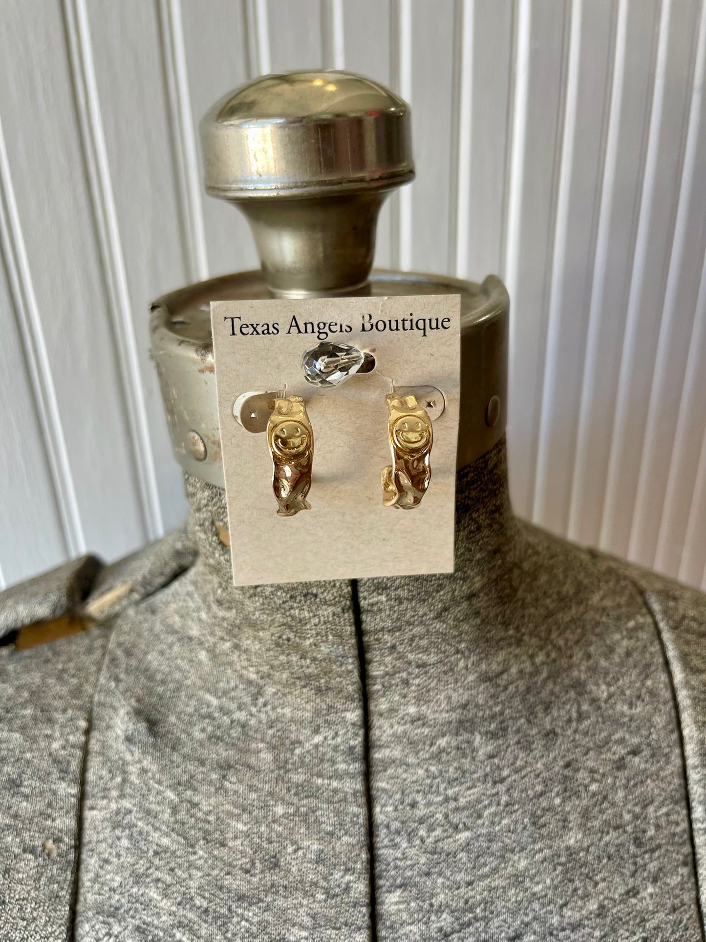 Gold Smiley Face Hoop Earrings