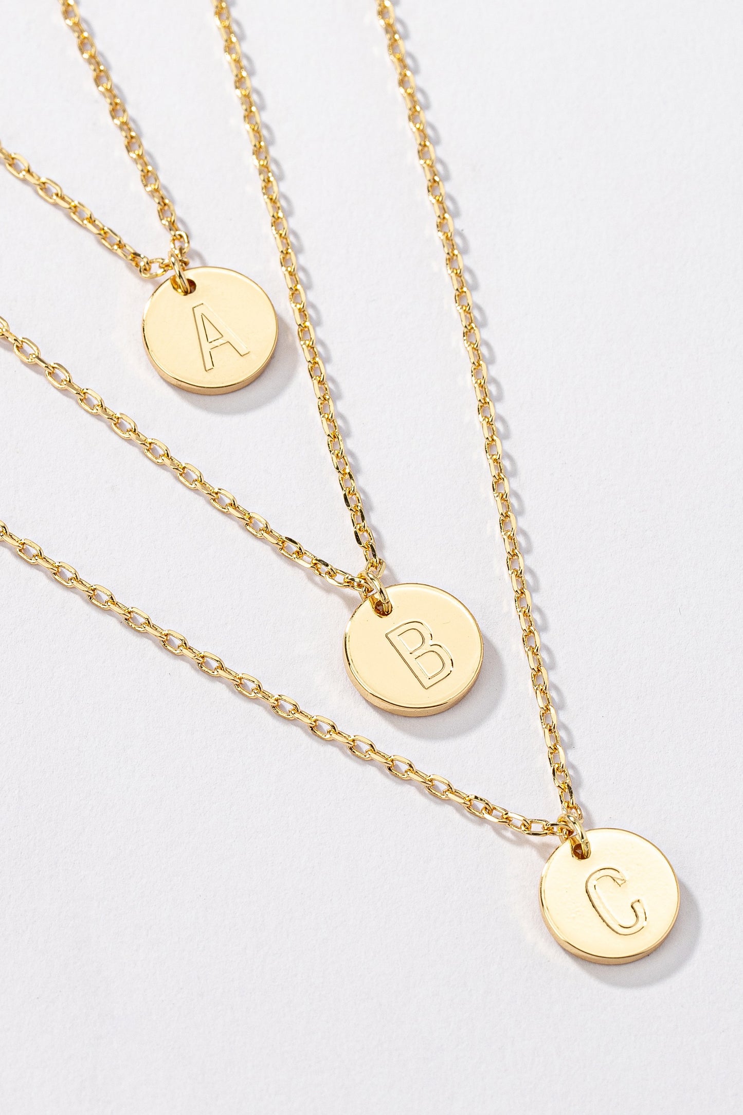 Gold Circle Initial Necklaces