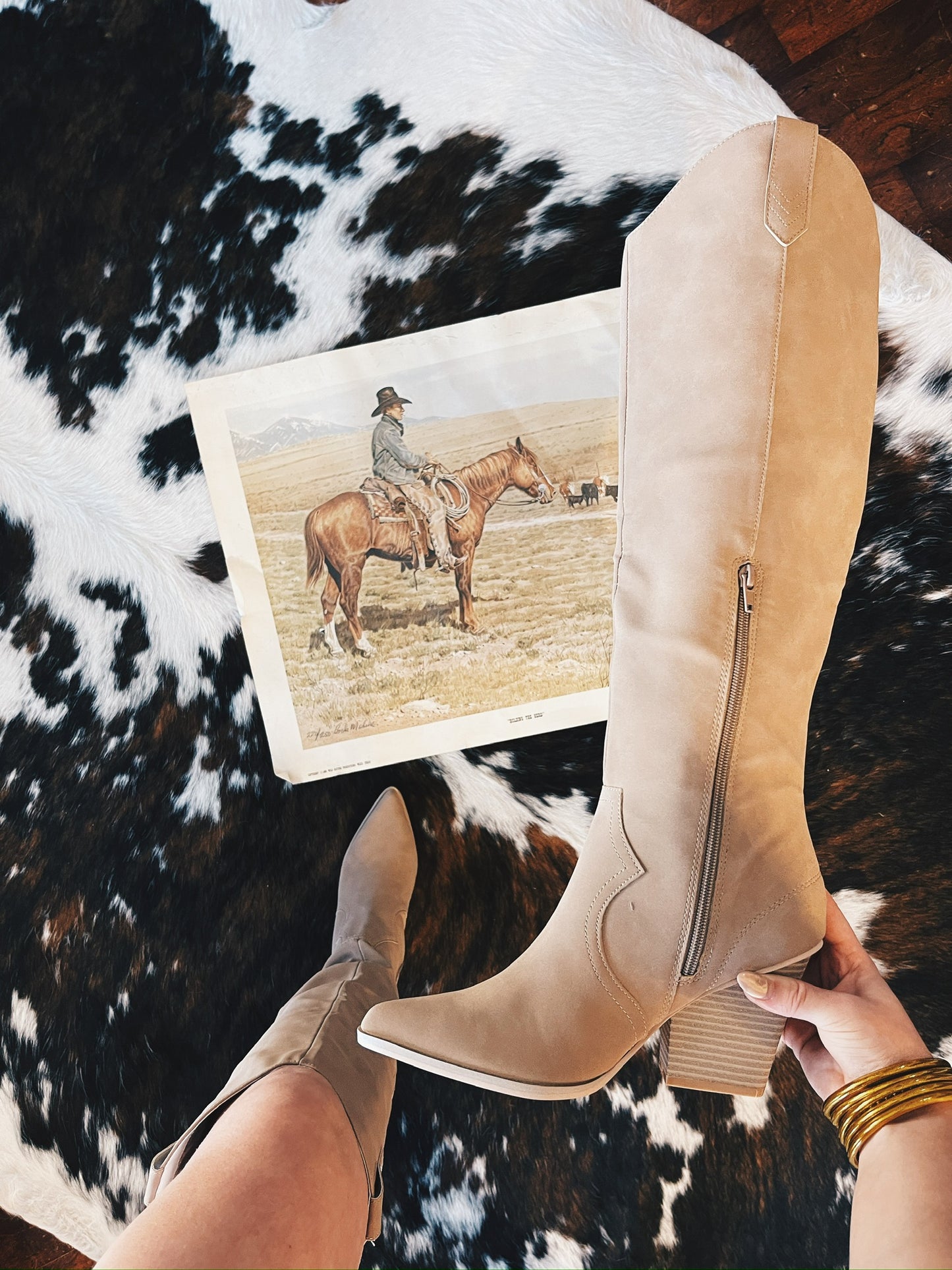 50% Off - Tell Me About It Taupe Knee High Boots