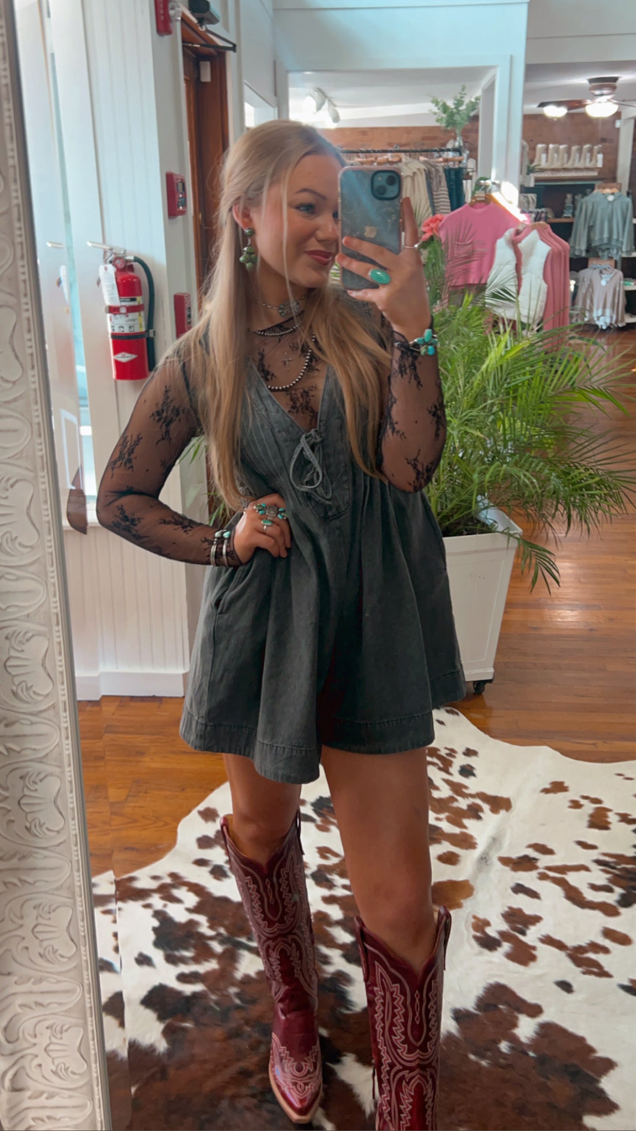 RESTOCK I Remember Everything Grey Denim Romper