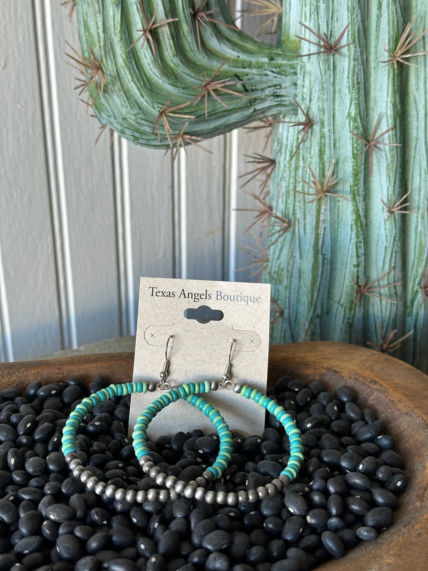 Turquoise Beaded Hoops