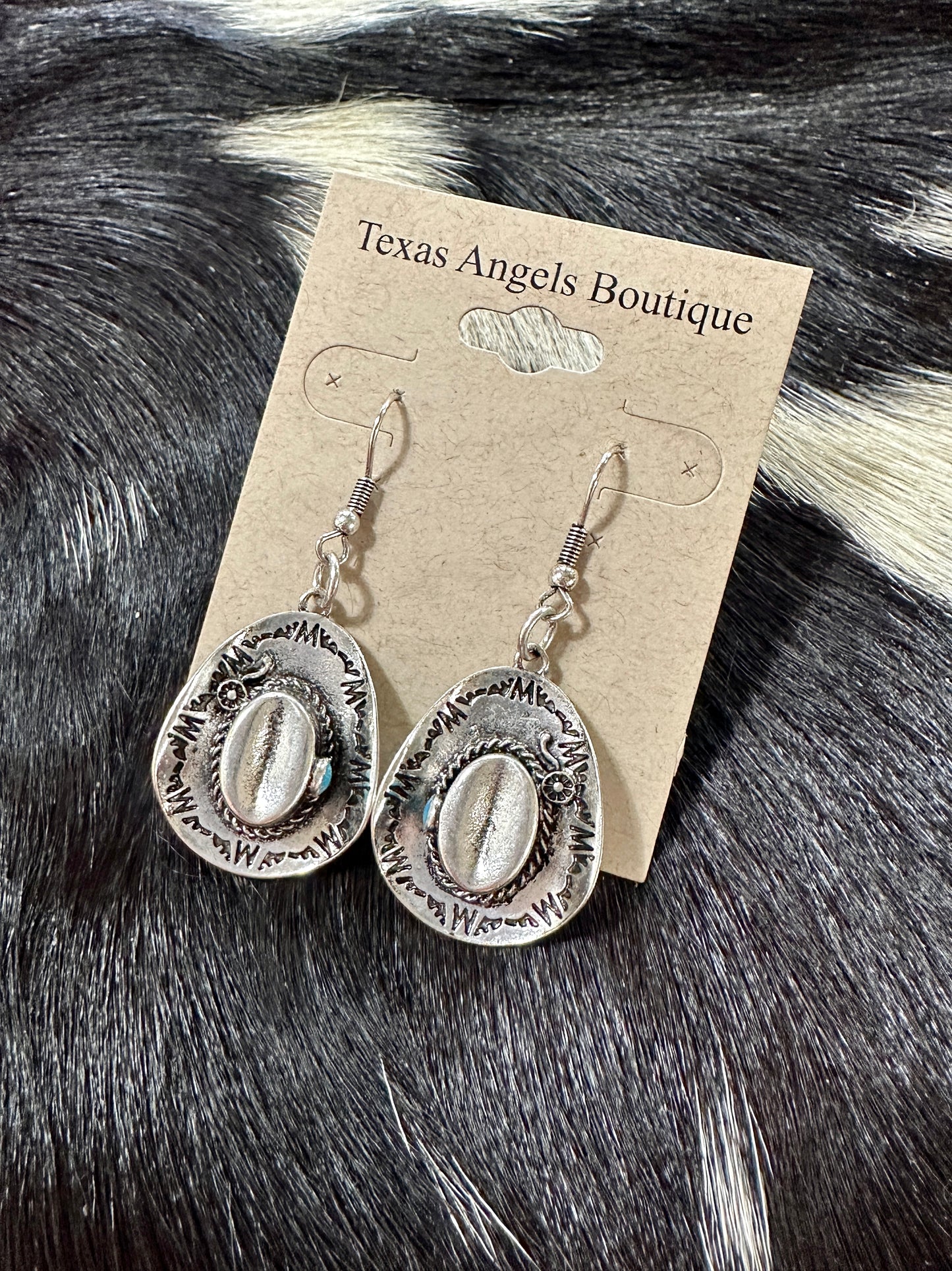 Silver Cowboy Hat Earrings