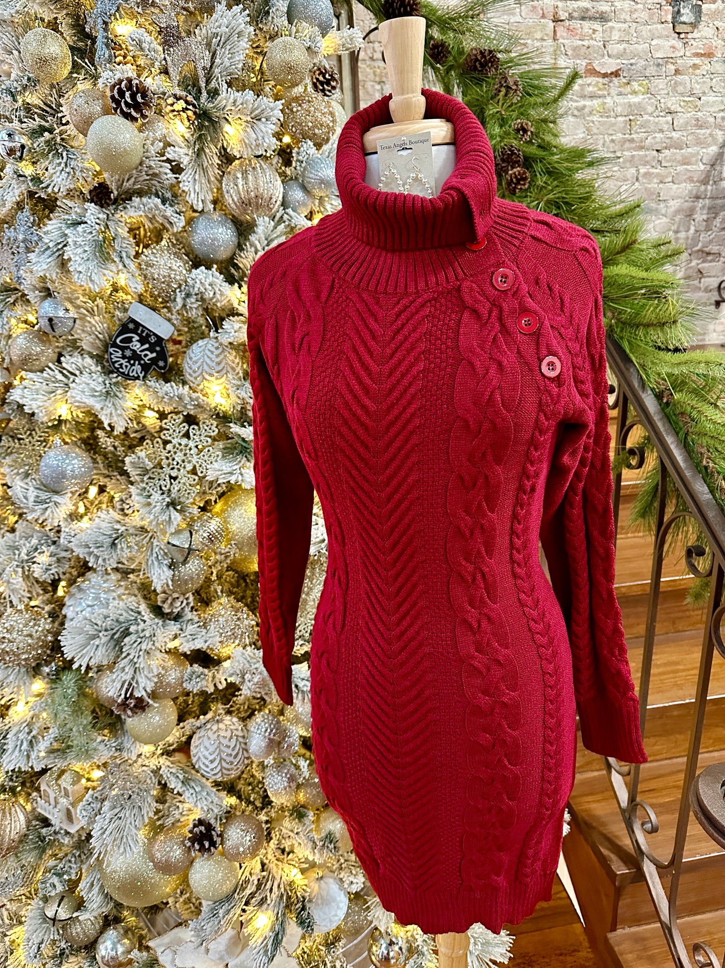 50% Off - Really Did Try Red Sweater Dress