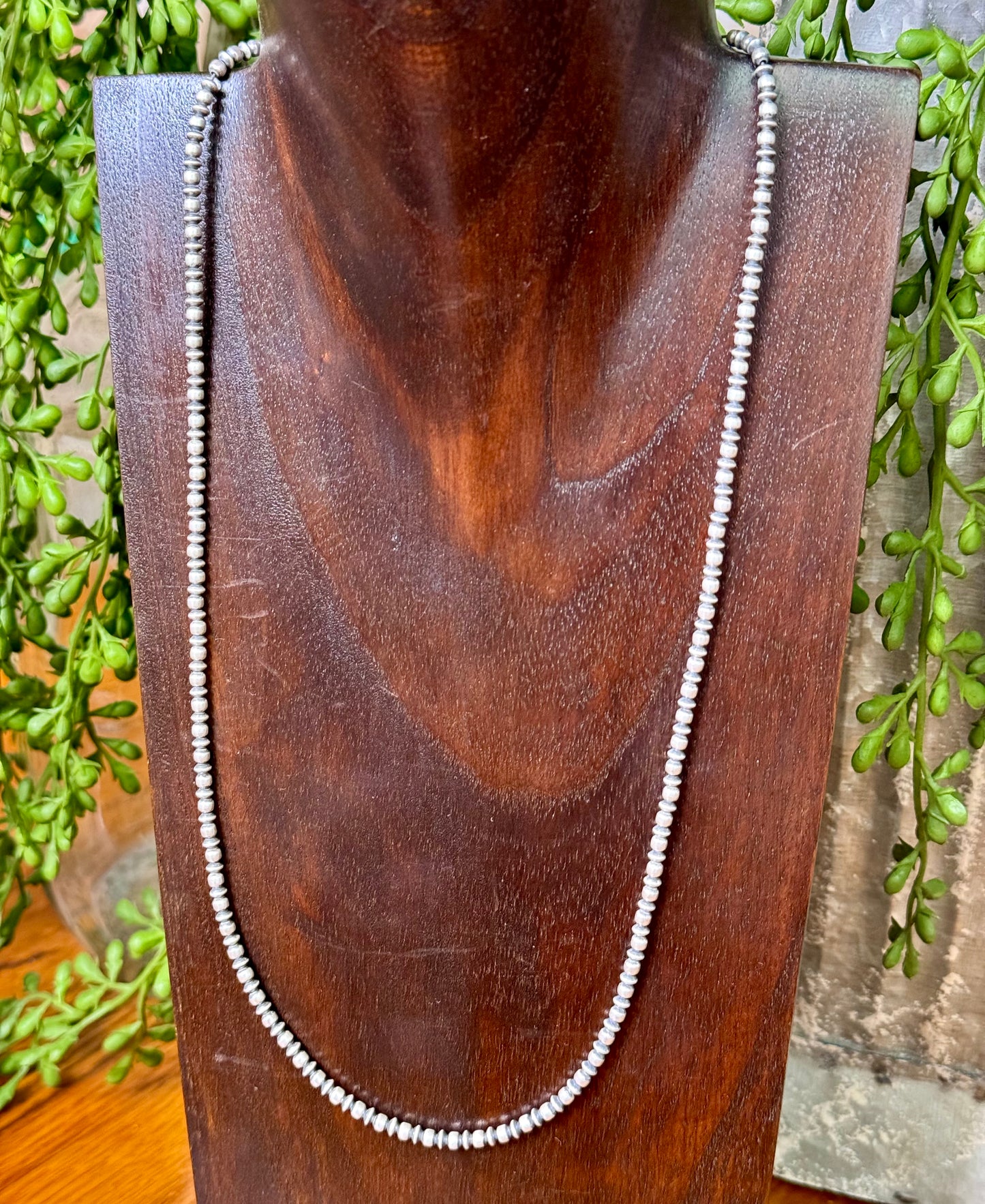 3MM Sterling Silver Navajo Round Pearl Necklaces