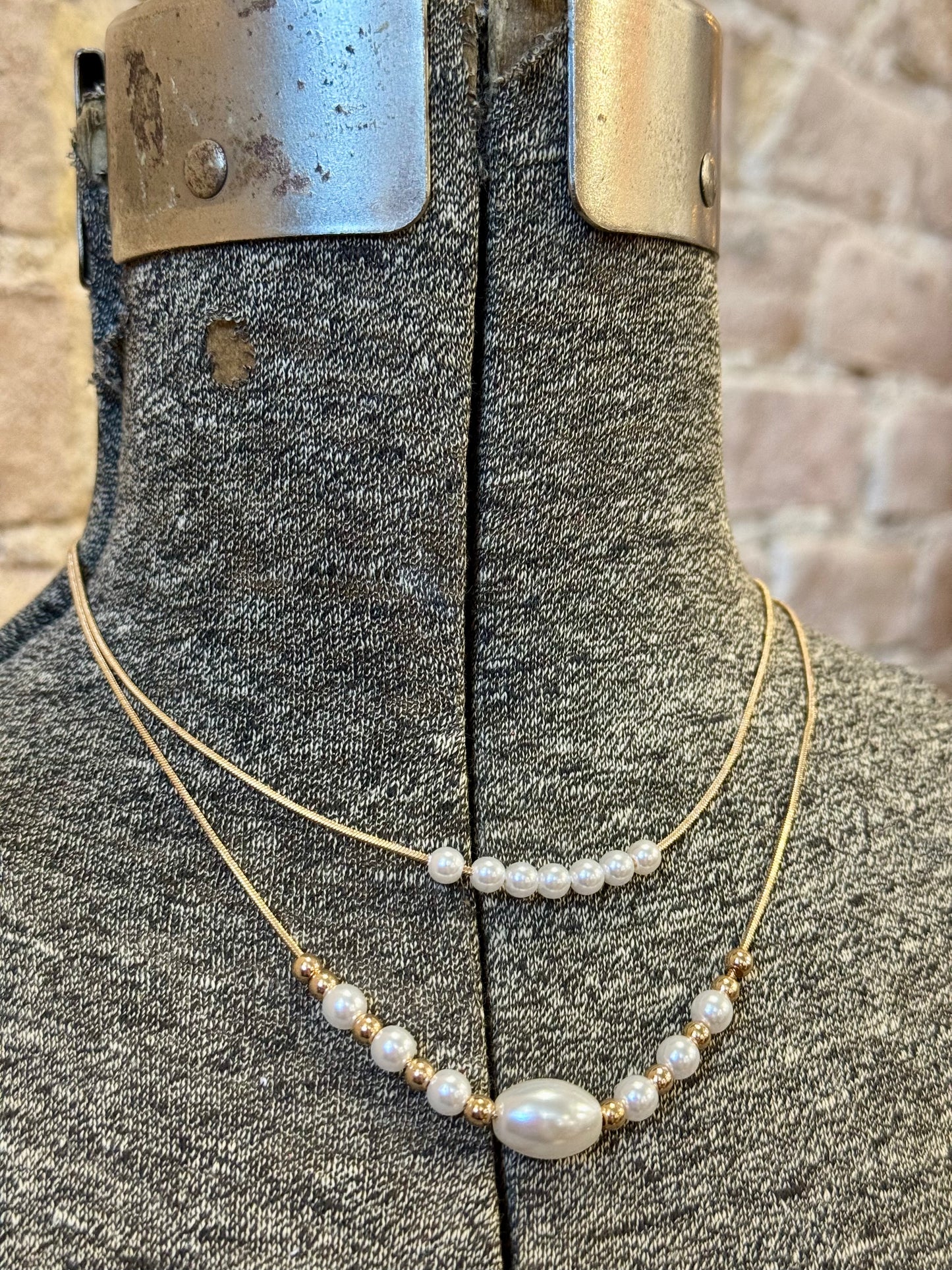 Gold Layered Pearl Necklace