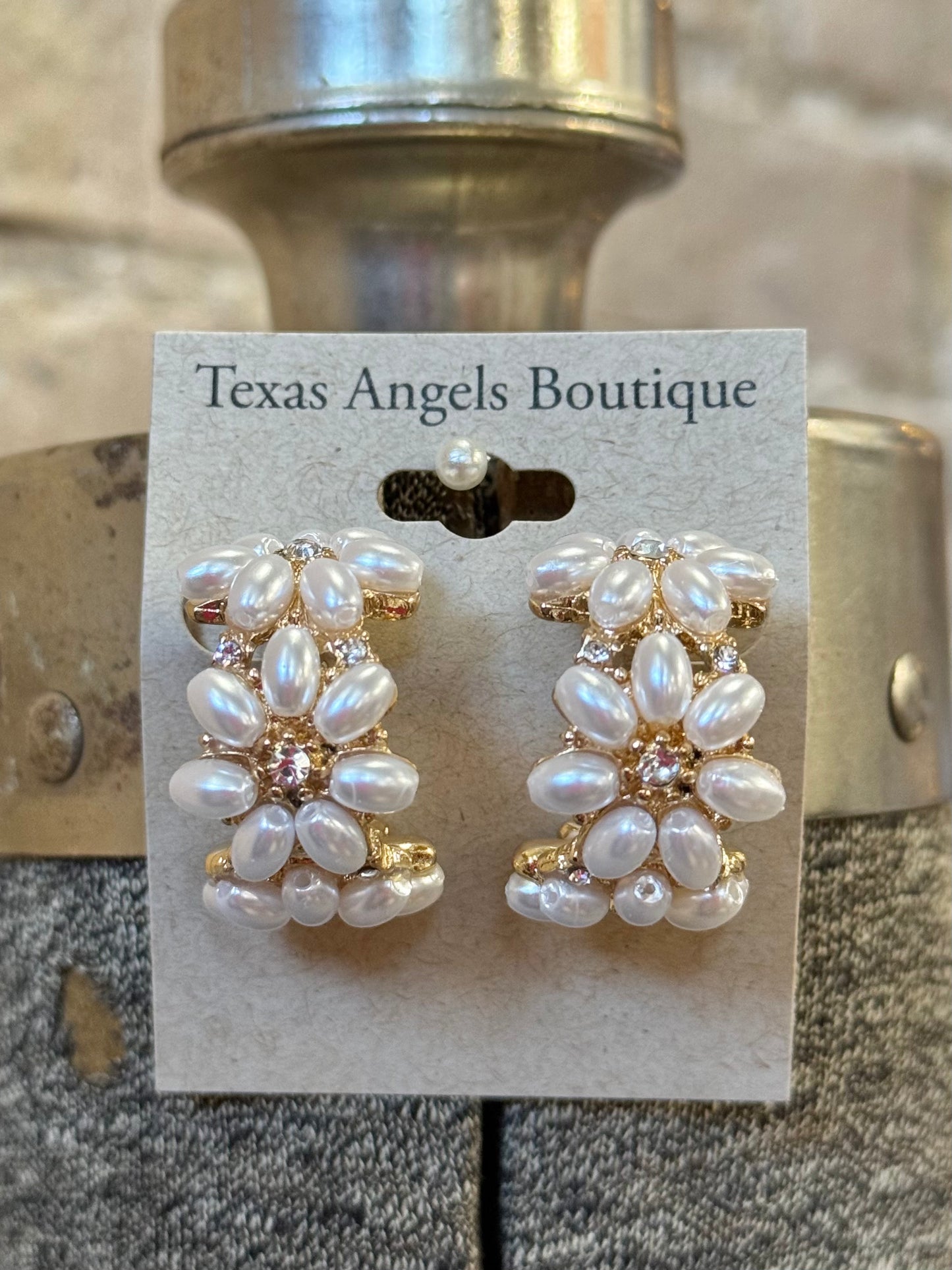 Gold Pearl Hoop Earrings