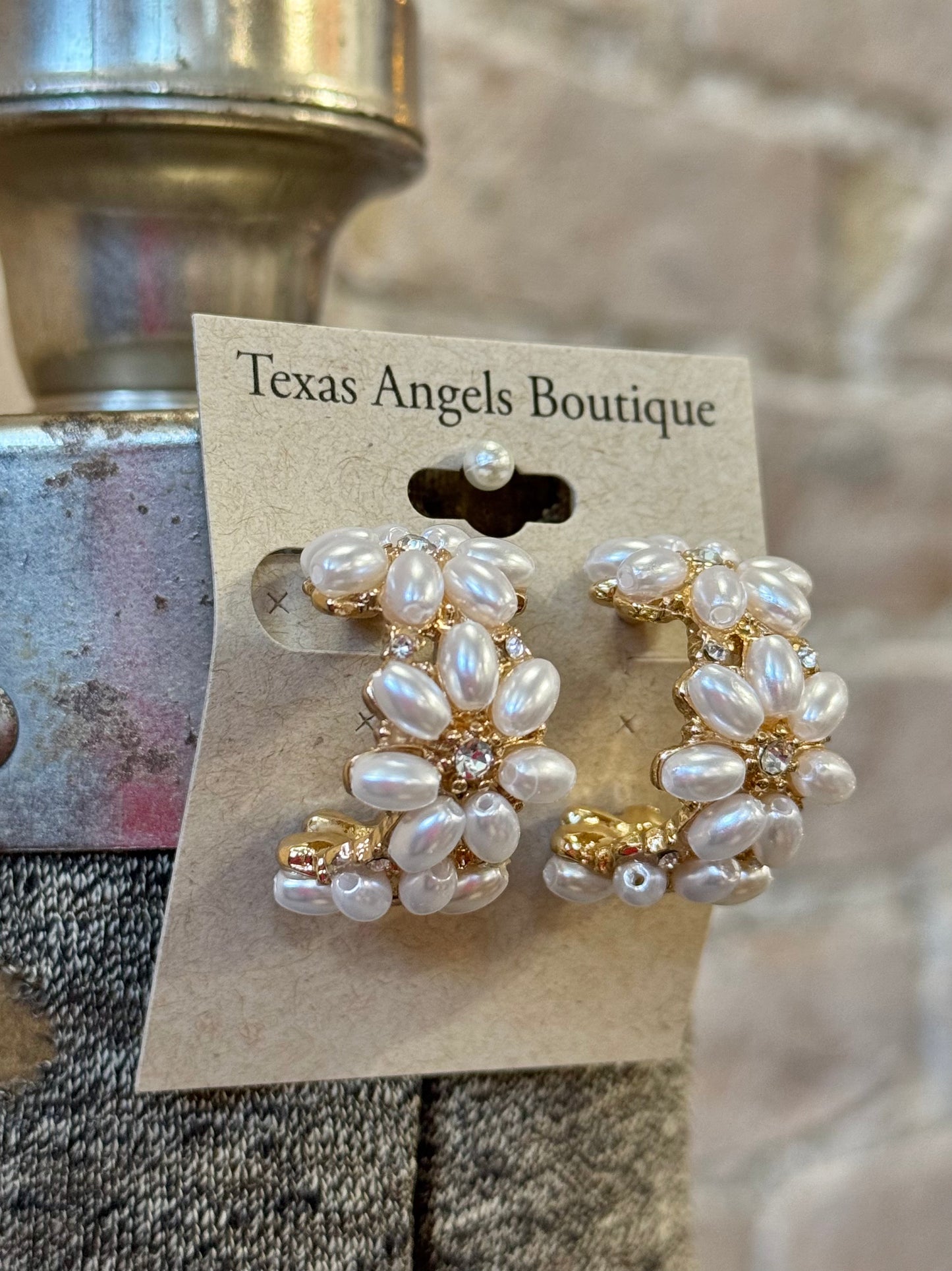 Gold Pearl Hoop Earrings