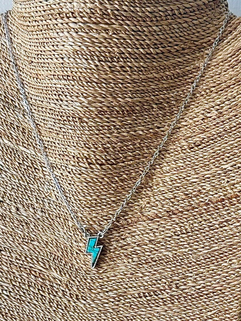 Turquoise Lightning Bolt Necklace