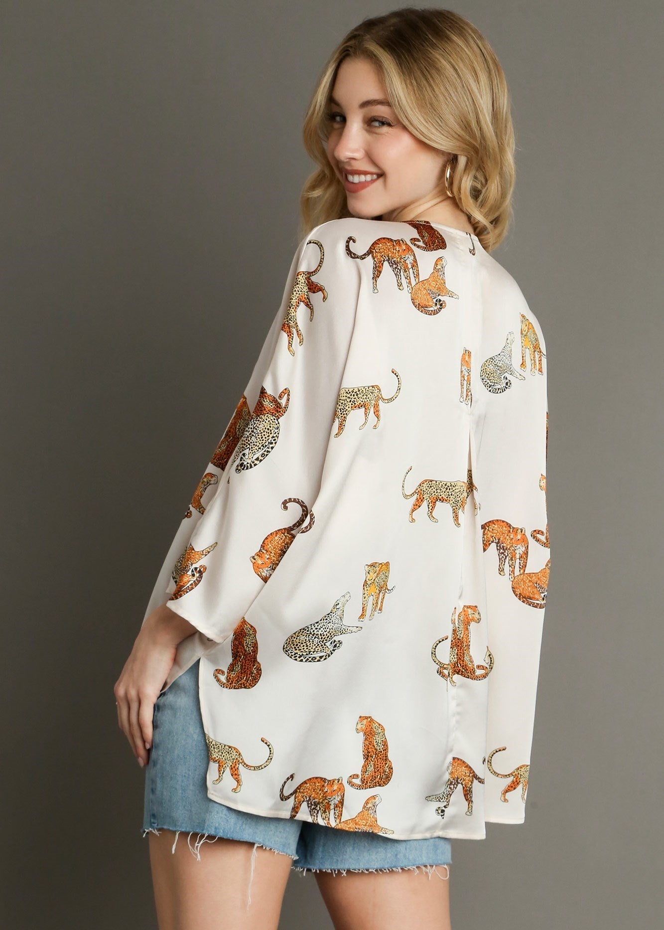 Time Is Ticking Ivory Tiger Blouse