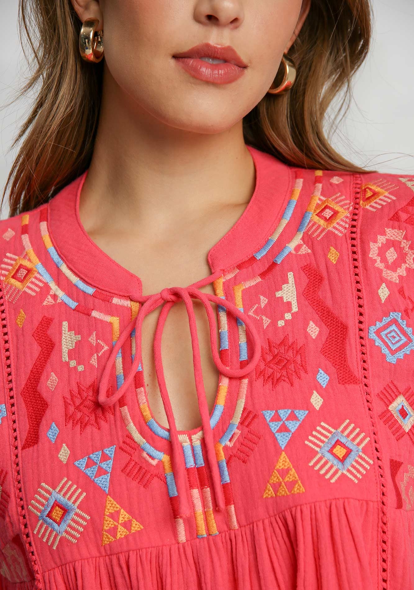 Strawberry Wine Embroidered Blouse